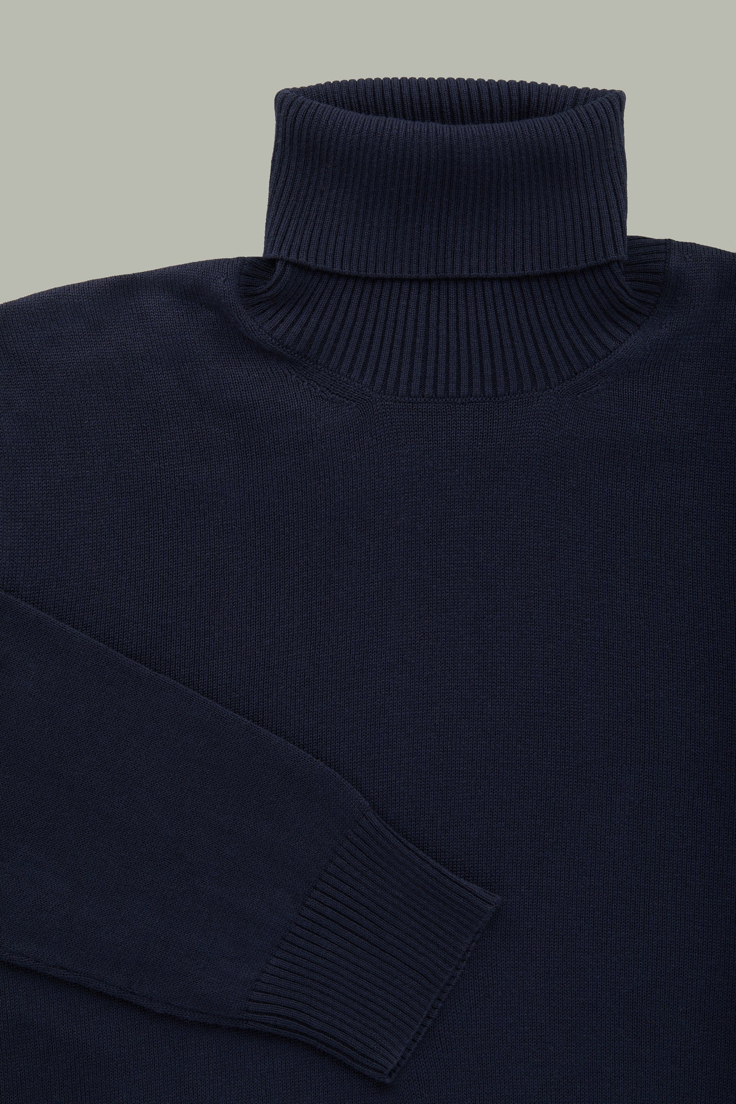 Long Sleeve Turtleneck Bamboo Cotton Cashmere Blend Knitted Sweater Navy