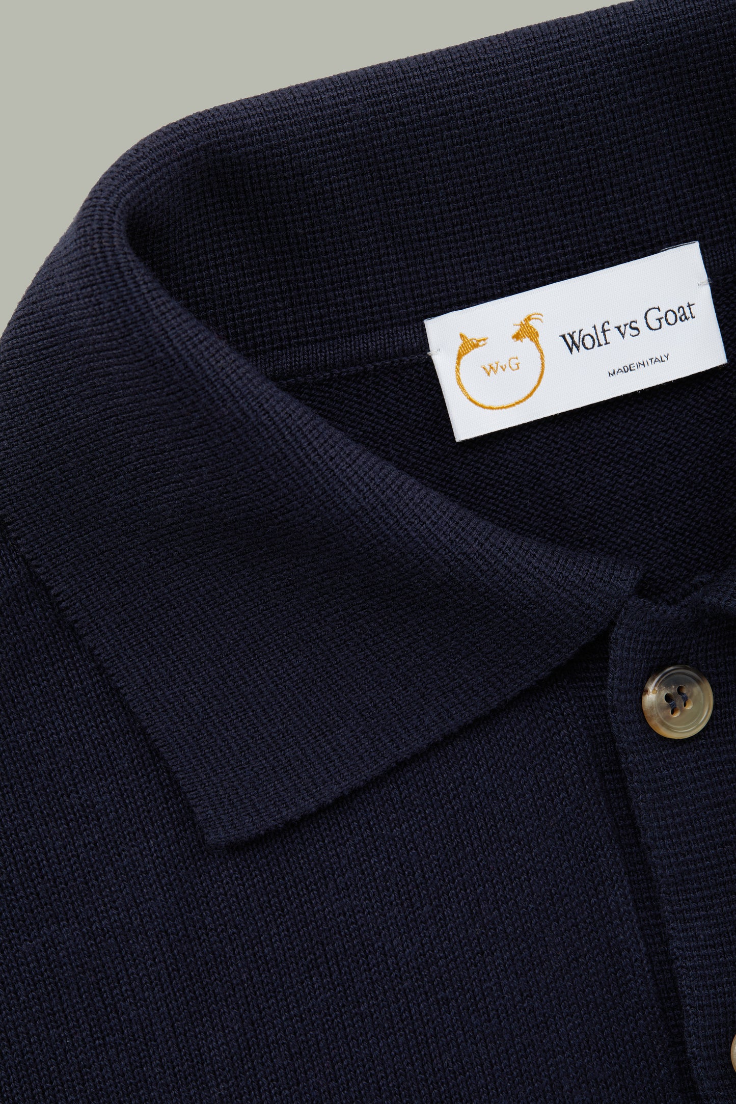 Long Sleeve Bamboo Cotton Cashmere Blend Knitted Polo Navy