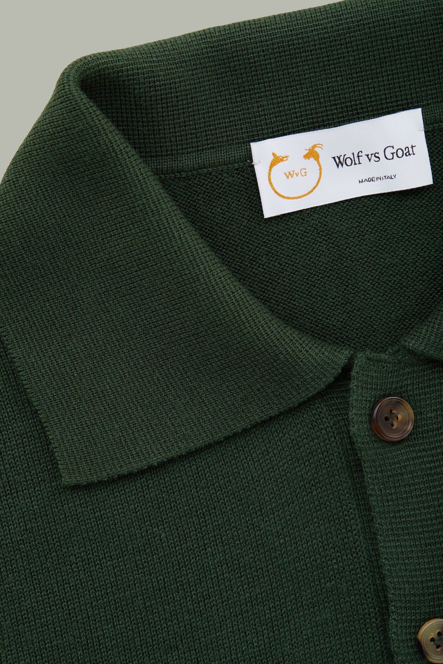 Long Sleeve Bamboo Cotton Cashmere Blend Knitted Polo Green