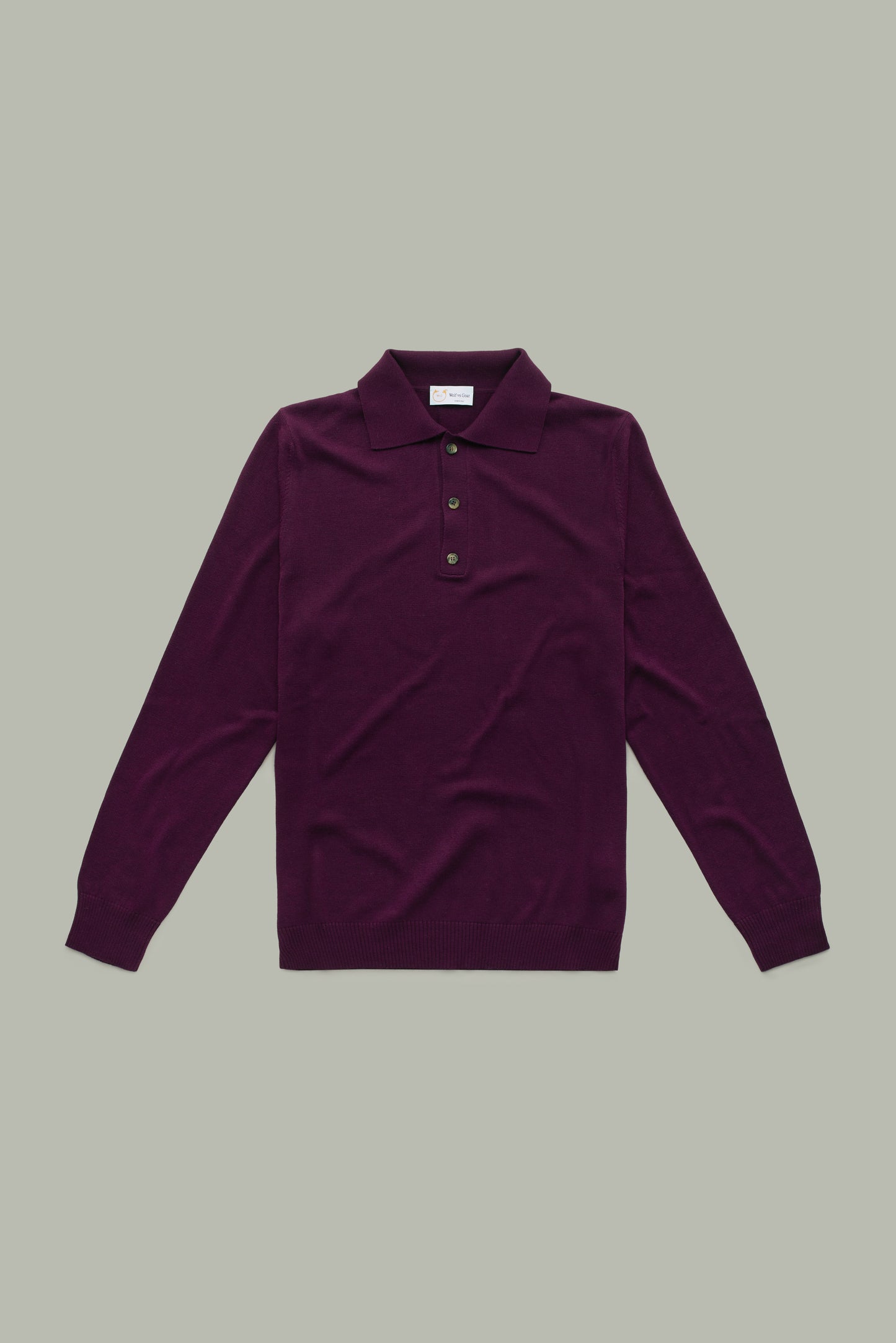 Long Sleeve Bamboo Cotton Cashmere Blend Knitted Polo Purple