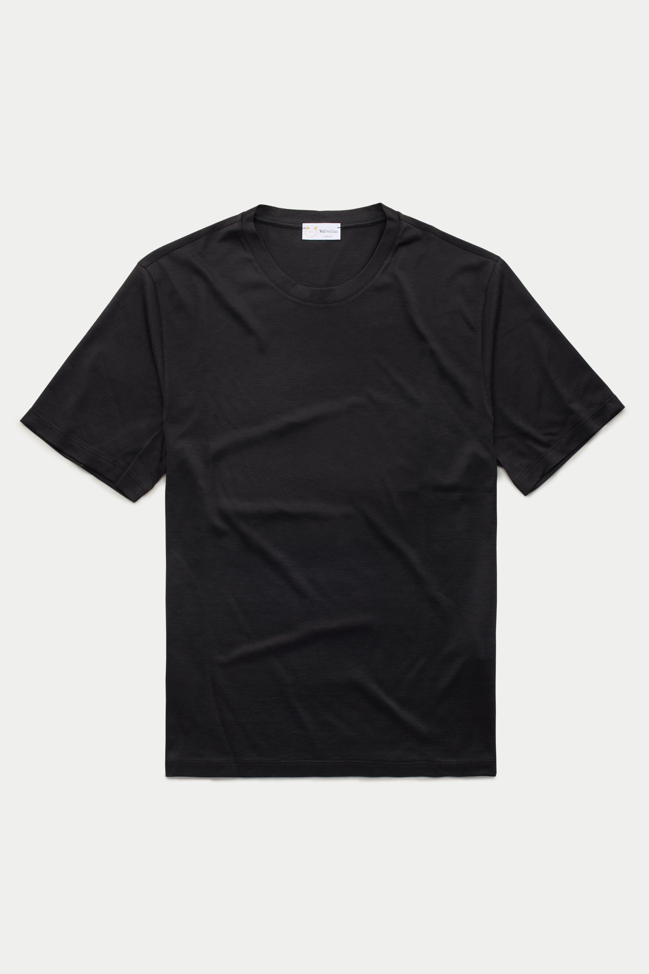 Wolf vs Goat Silk Cotton Crew Neck T-Shirt: Black, Shop Now