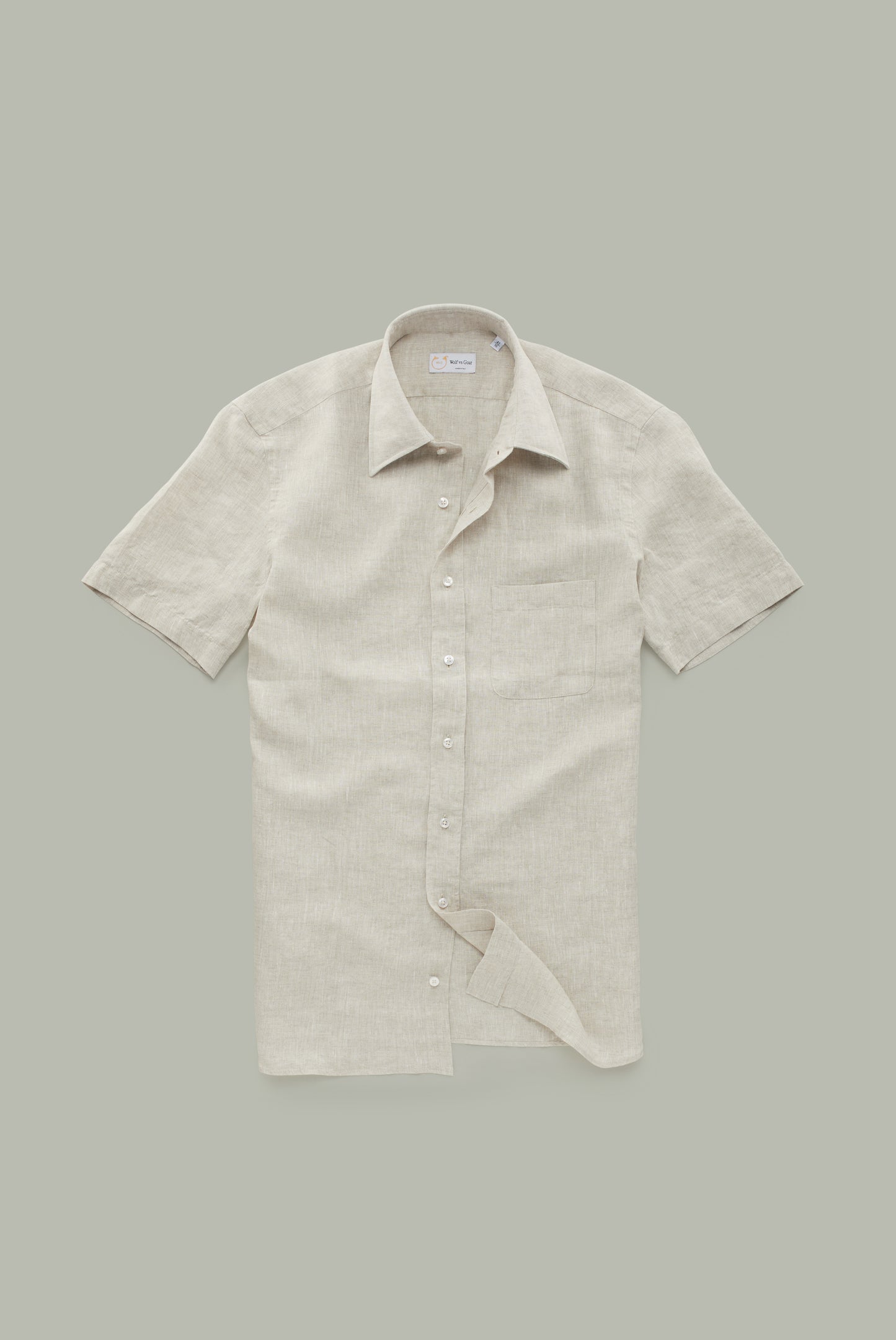 Linen Short Sleeve Regular Button Up Sand