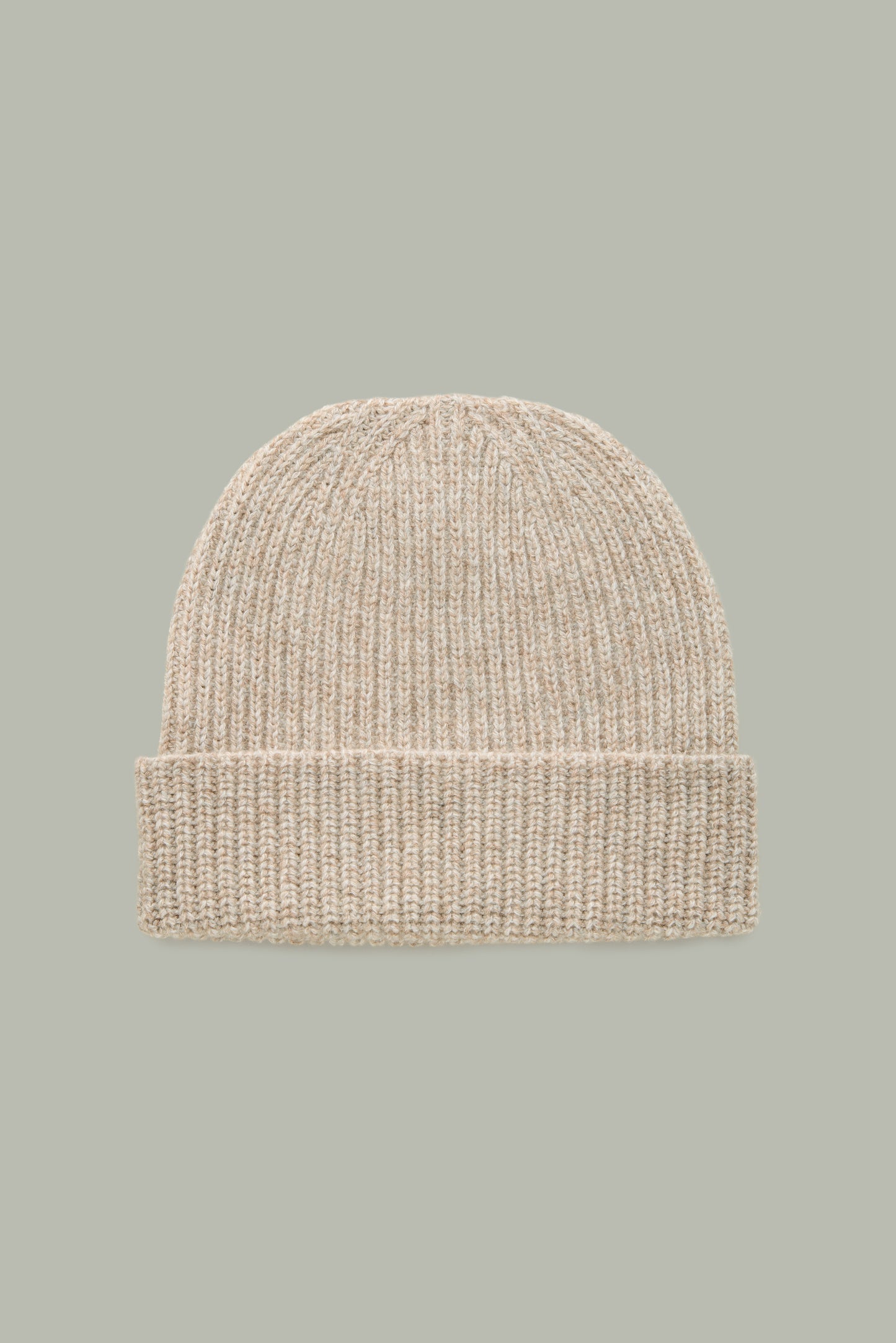 Marled Oatmeal 1/2 Cardigan Stitch Cashmere Beanie