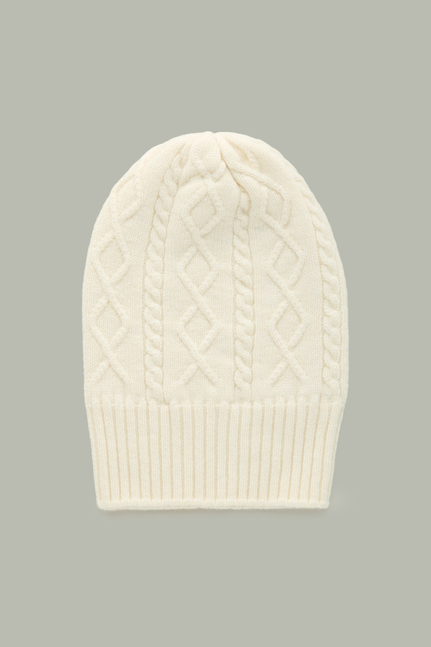 Aran Stitch Cream Cashmere Beanie