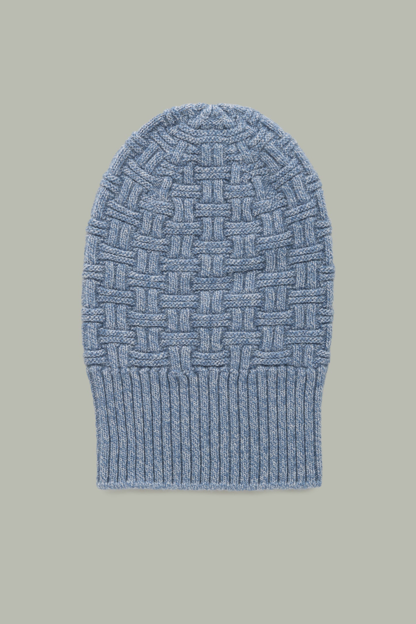 Basketweave Wool Cashmere Blue Marled Beanie