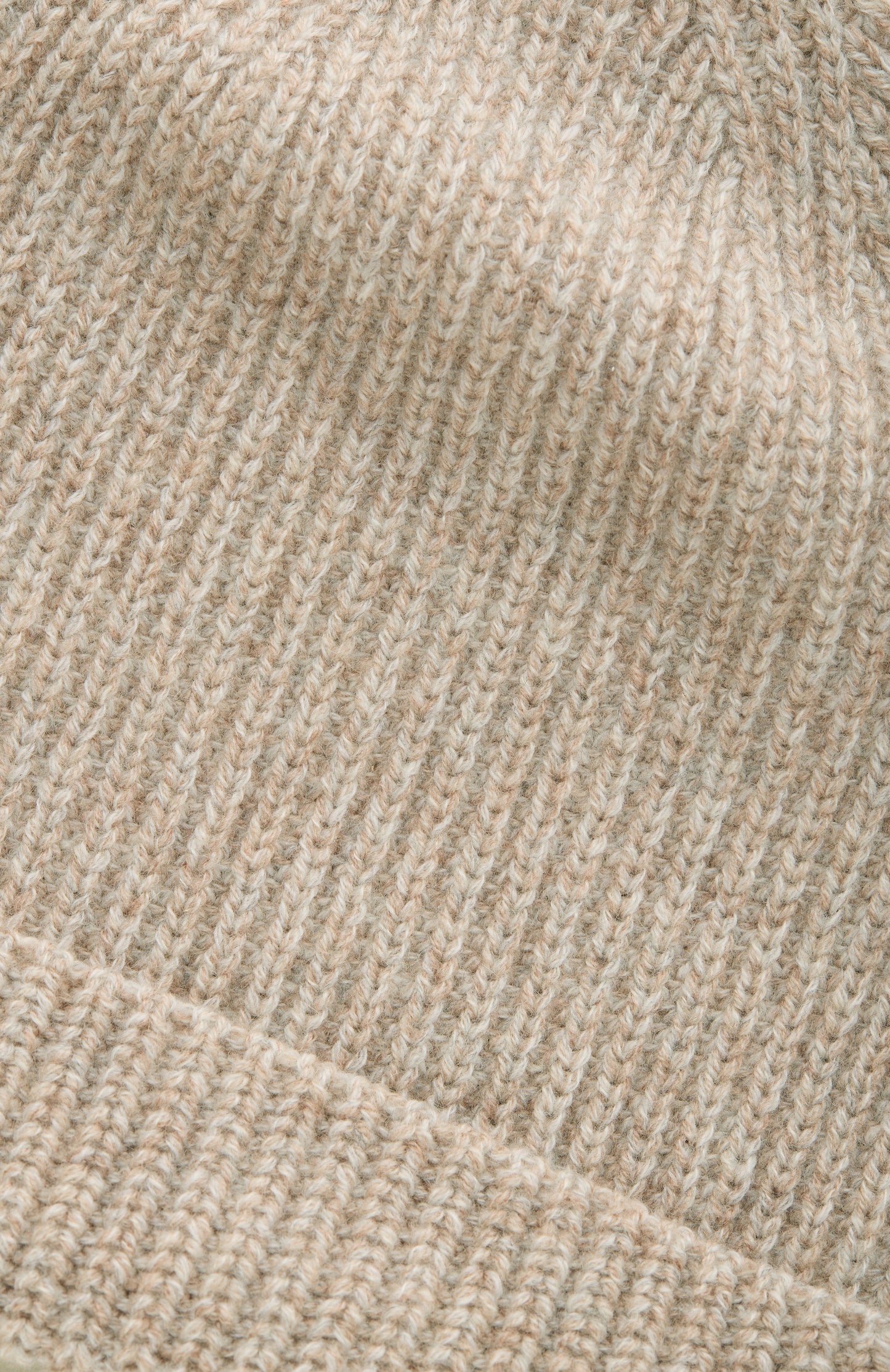 Marled Oatmeal 1/2 Cardigan Stitch Cashmere Beanie