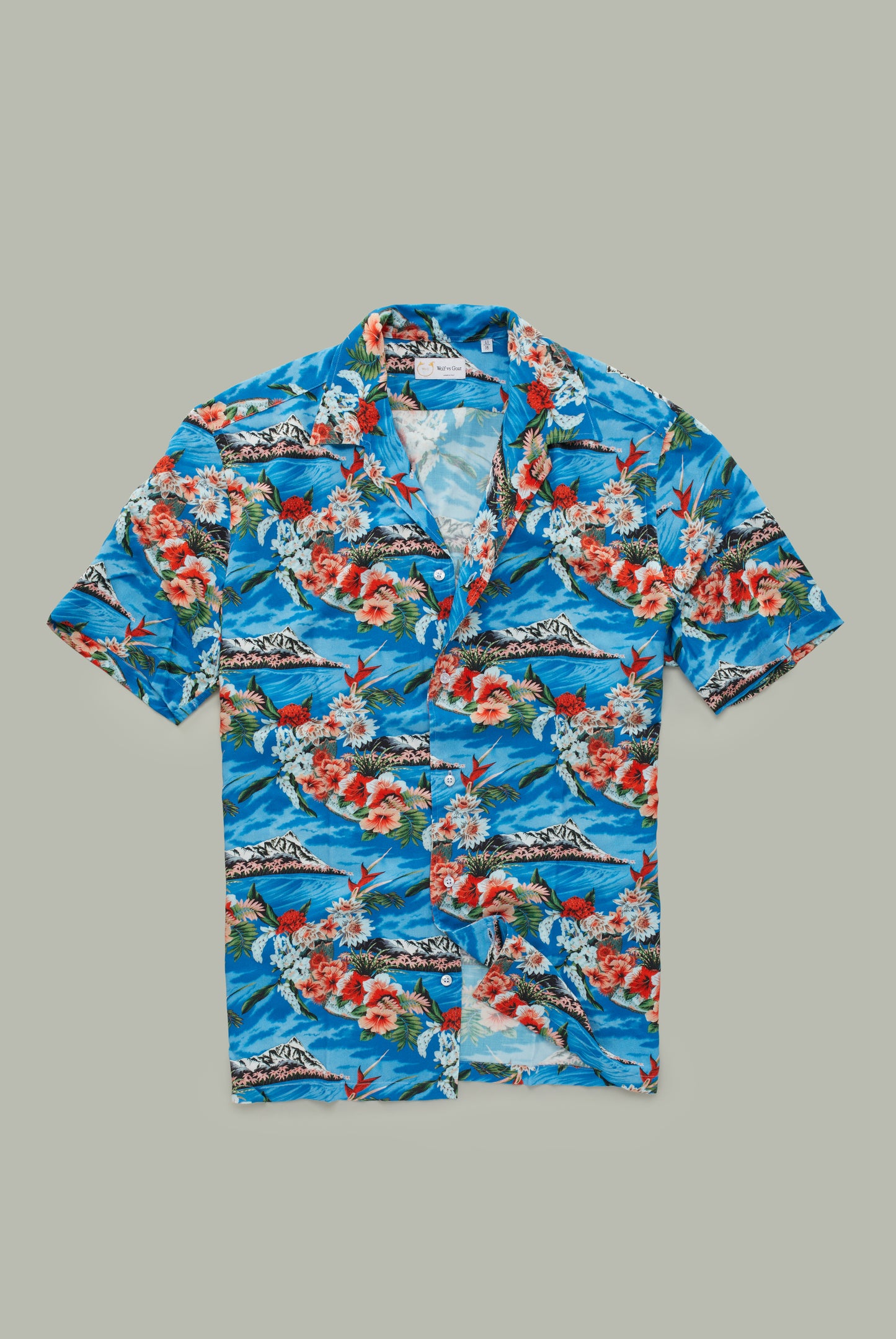 Flowers with Island Short Sleeve Bowling Shirt