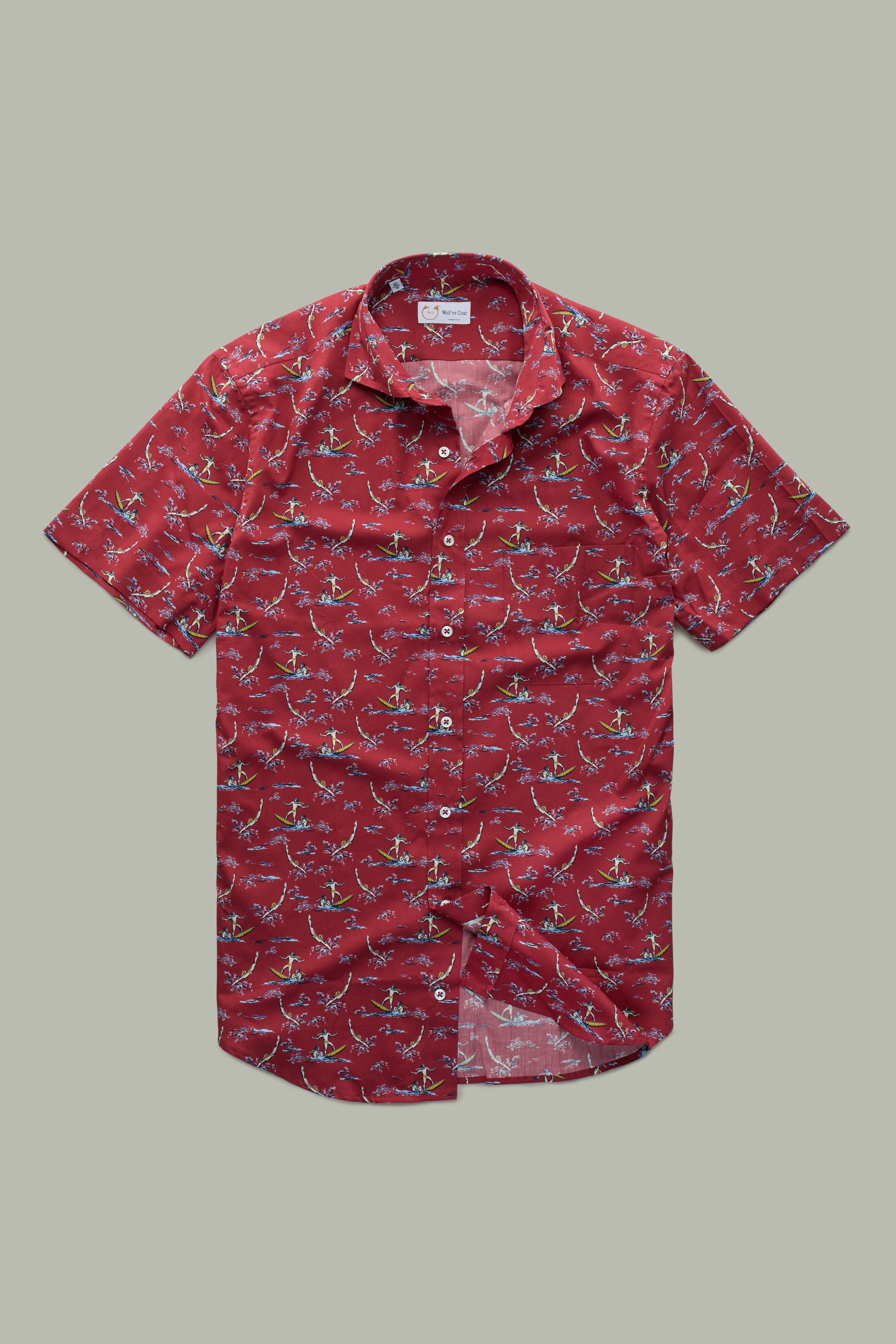 Red Surfers Shirt: Shop the Cotton Button Up - Wolf vs Goat