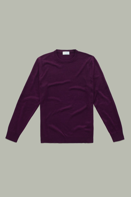 Long Sleeve Crew Neck Bamboo Cotton Cashmere Blend Knitted Sweater Purple