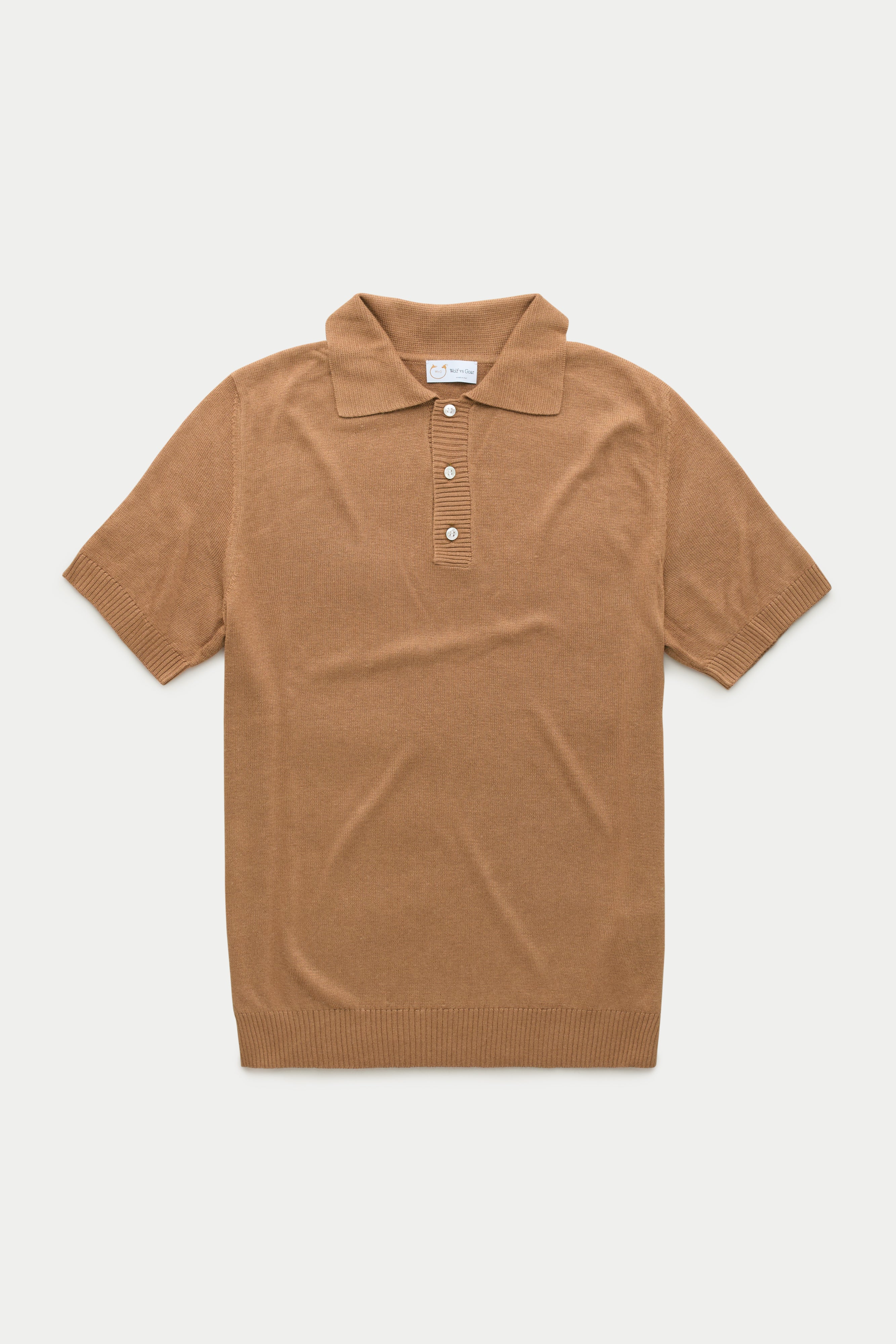 Bamboo Cashmere Knitted Short Sleeve Polo Camel – Wolf vs Goat