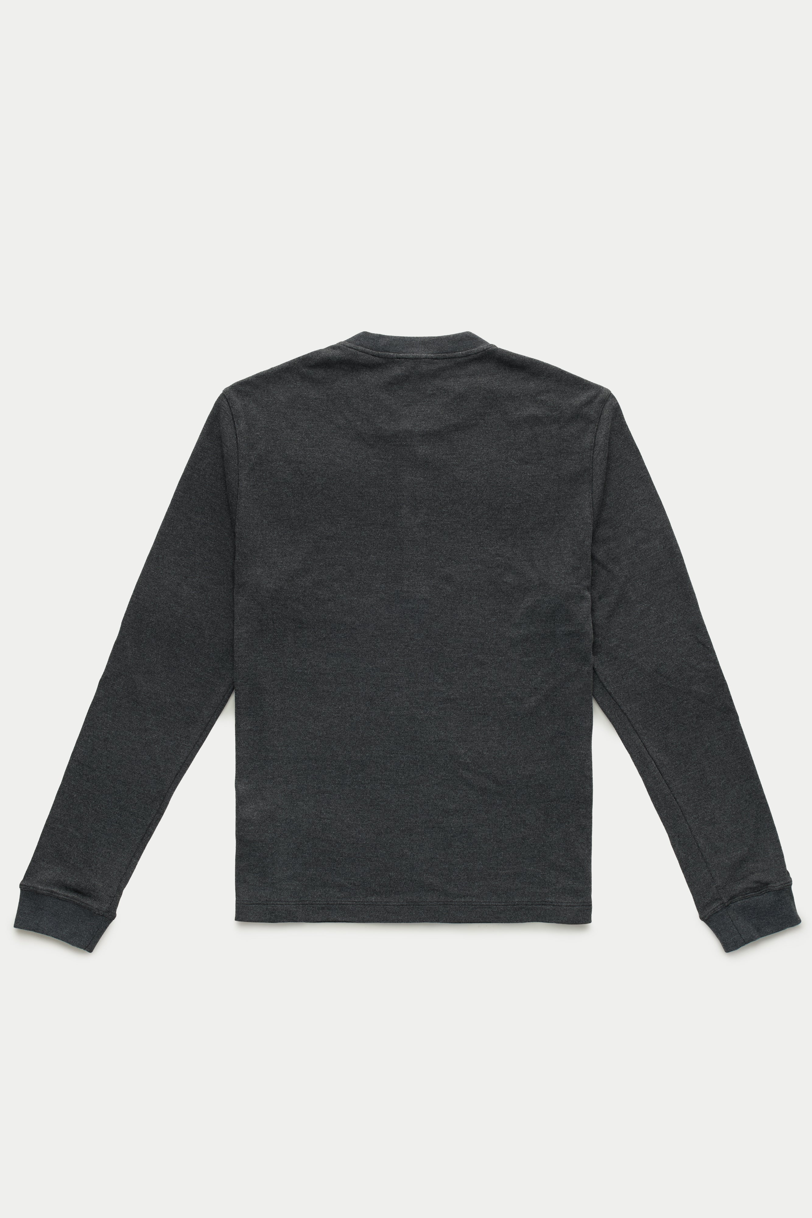 Bamboo Sorona Interlock Henley Long Sleeve Black | Wolf vs Goat