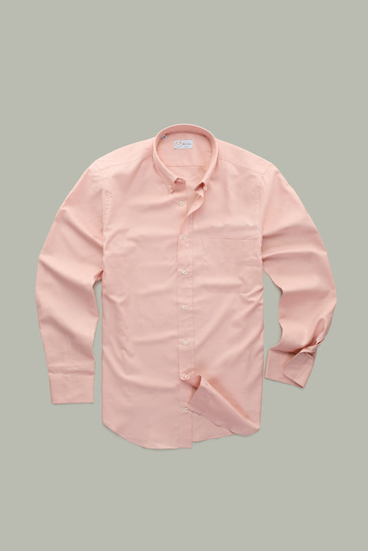 Garment Dyed Oxford Long Sleeve Slim Before-Dinner Silver Pink