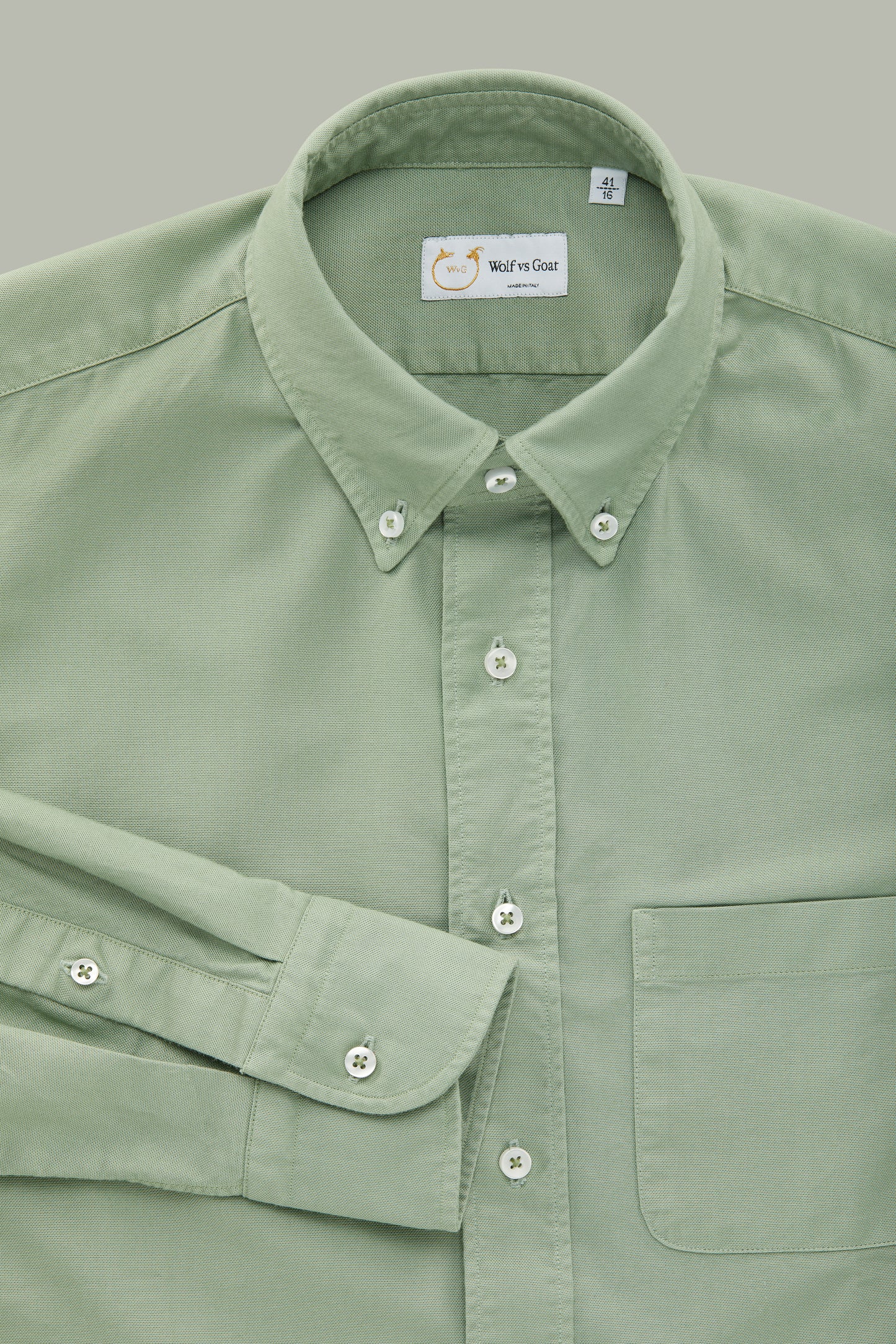 Garment Dyed Oxford Oil Green Long Sleeve Regular After-Dinner