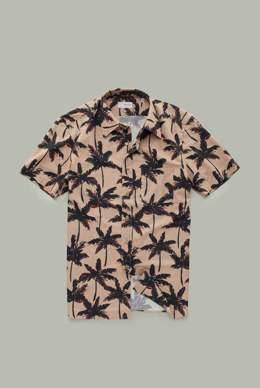 Palm Tree Short Sleeve Button Up