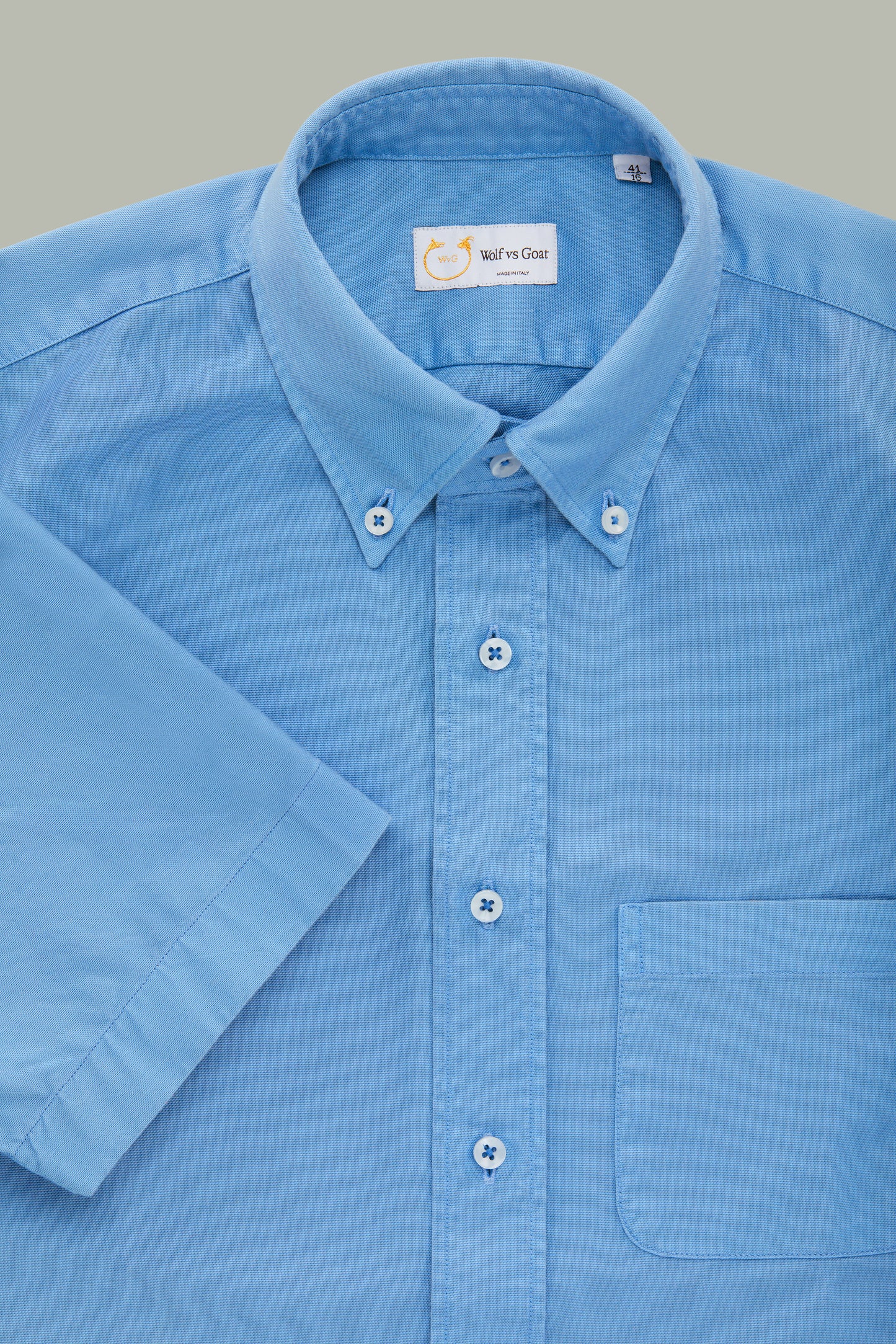 Garment Dyed Oxford Parisian Blue Short Sleeve Regular