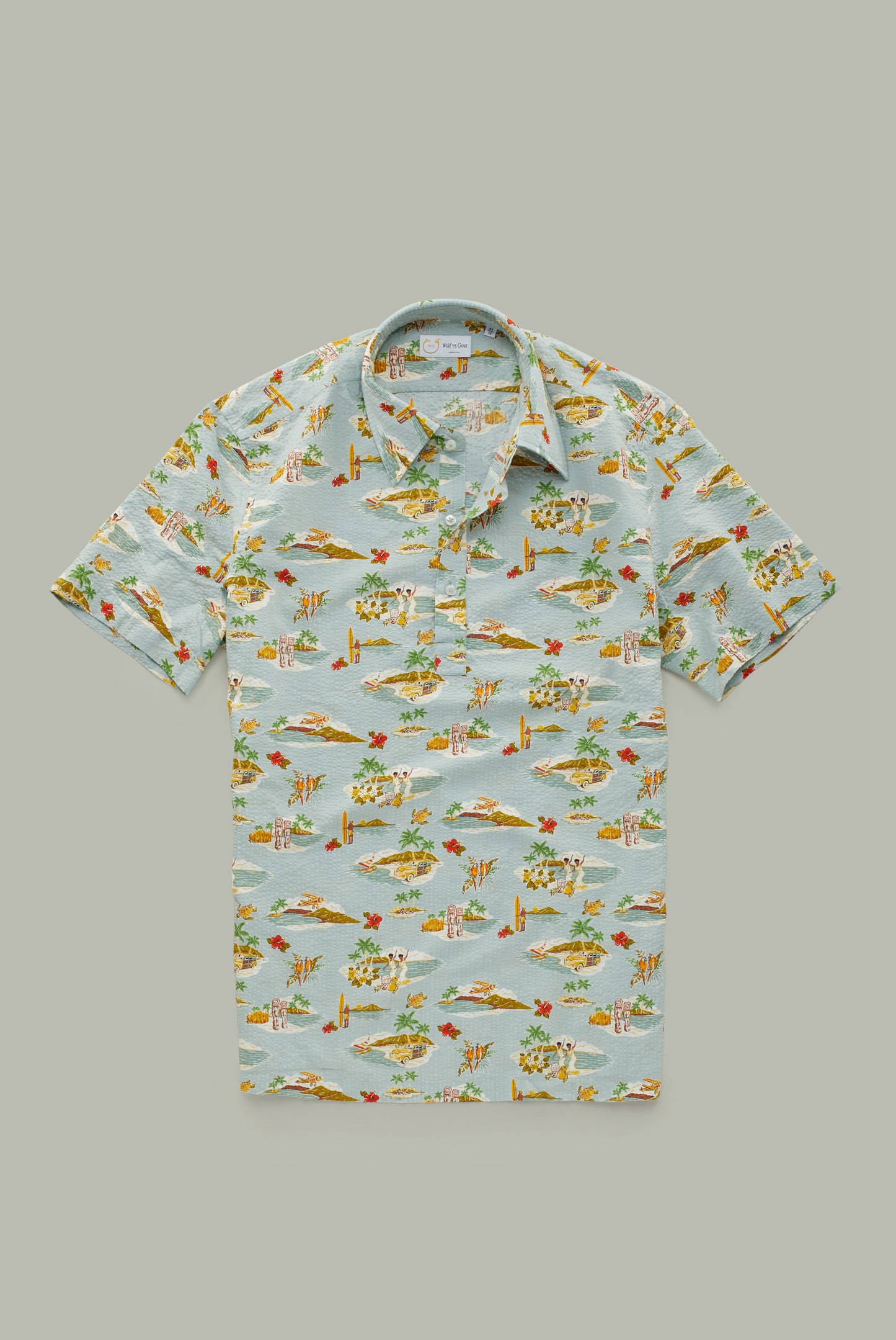 Parrots and Island Short Sleeve Pop-Over