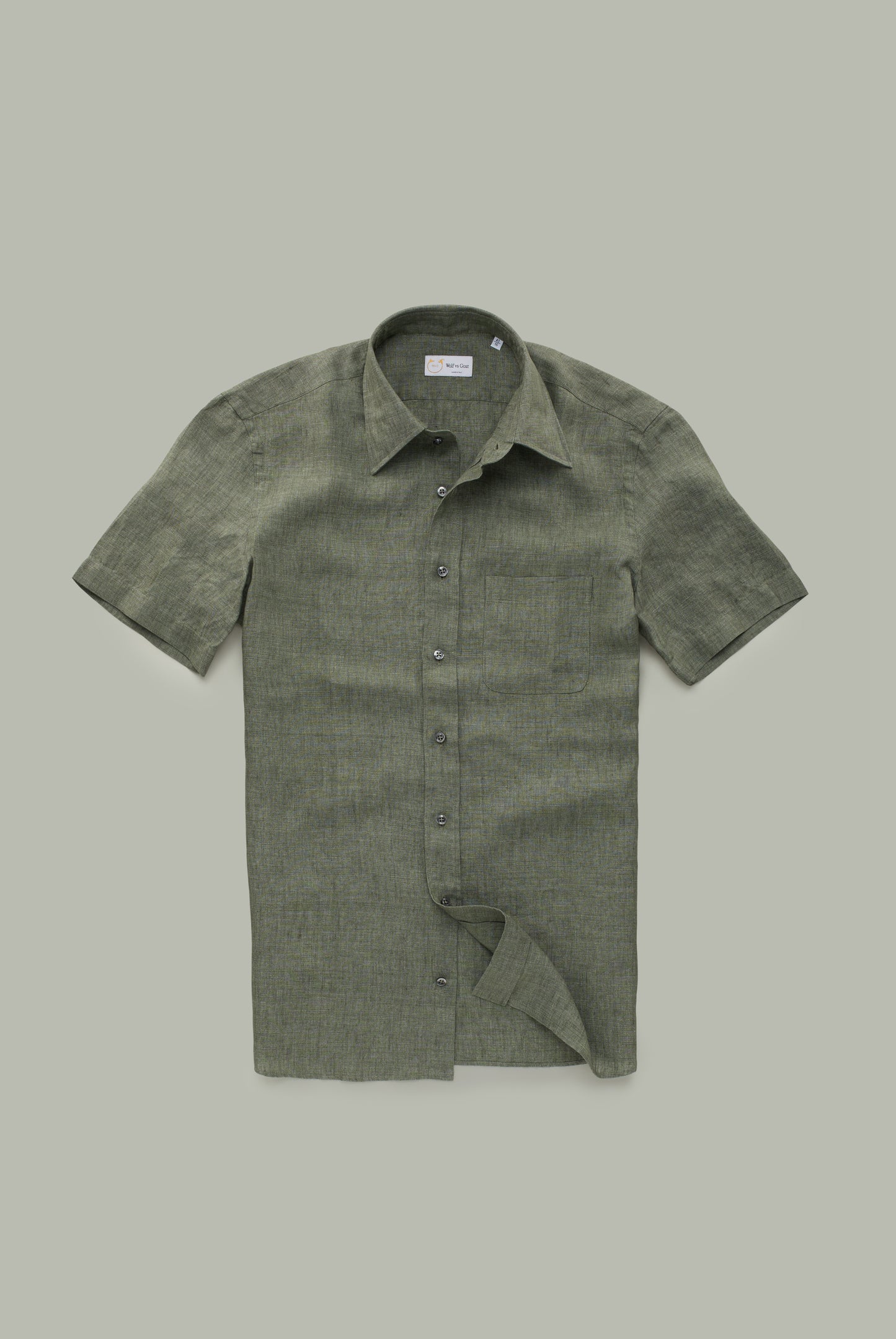 Linen Short Sleeve Regular Button Up Charcoal Gray