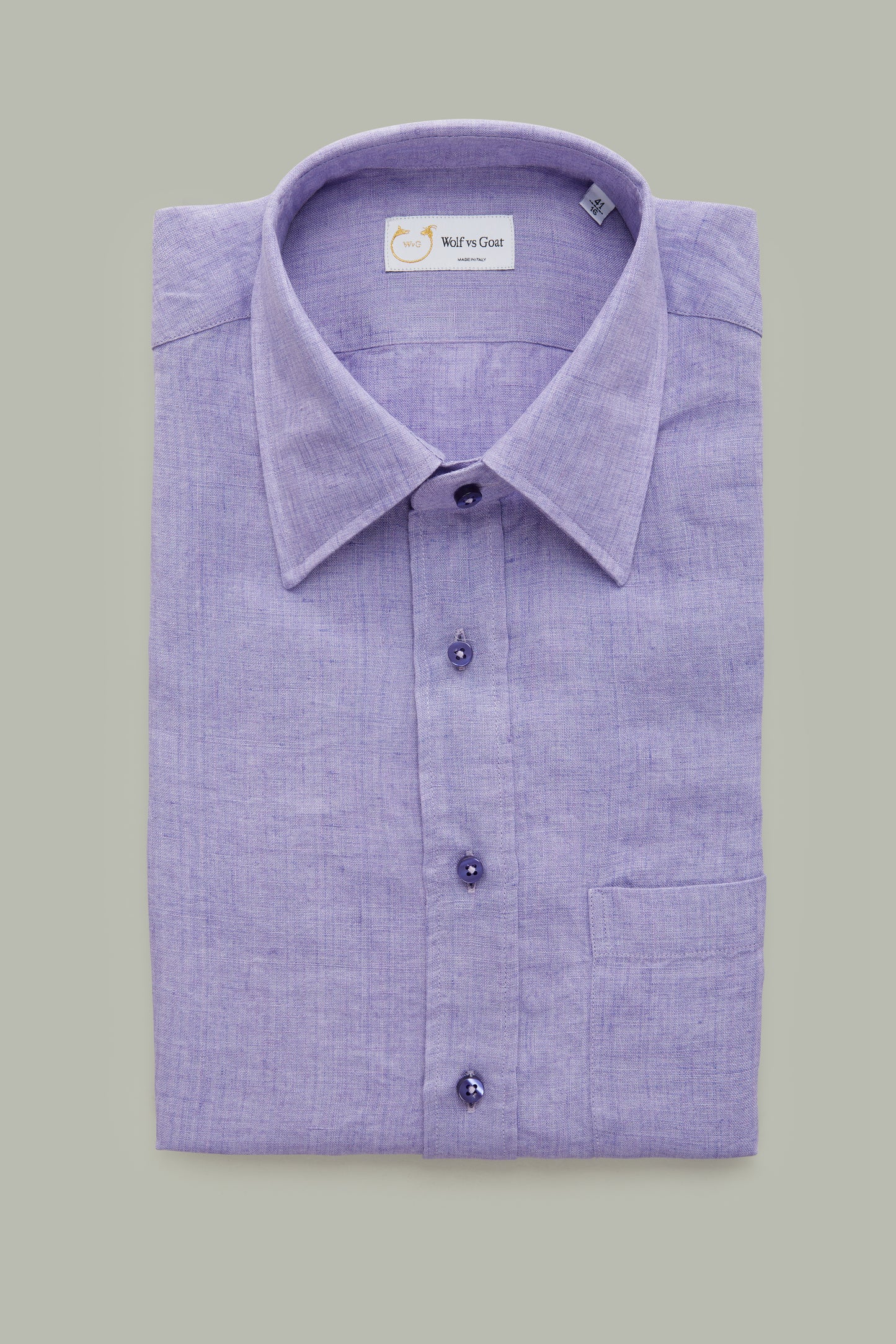 Linen Short Sleeve Regular Button Up Purple