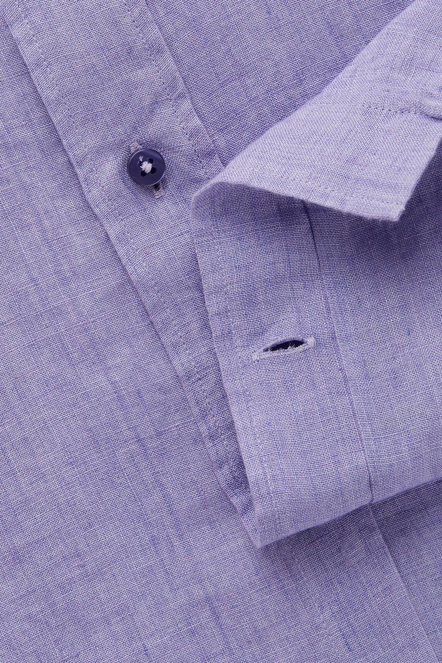 Linen Short Sleeve Regular Button Up Purple