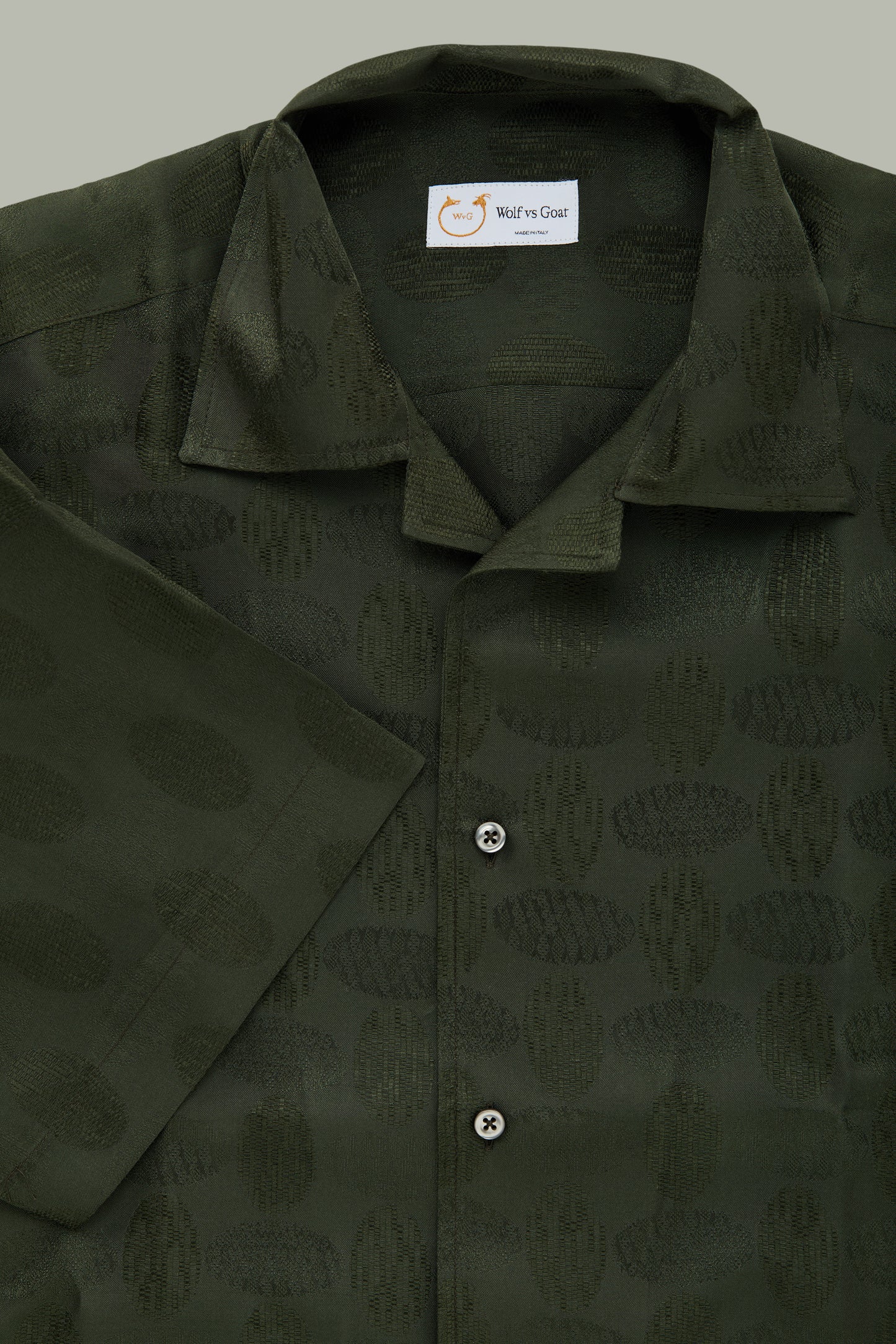 Jacquard Silk Bowling Shirt Dark Green