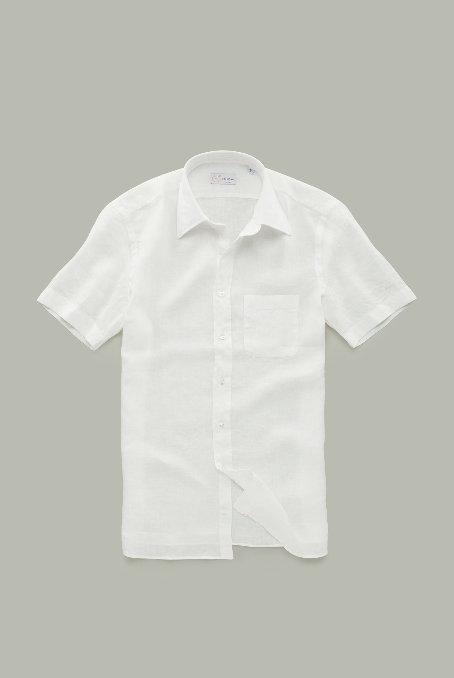 Linen Short Sleeve Regular Button Up White