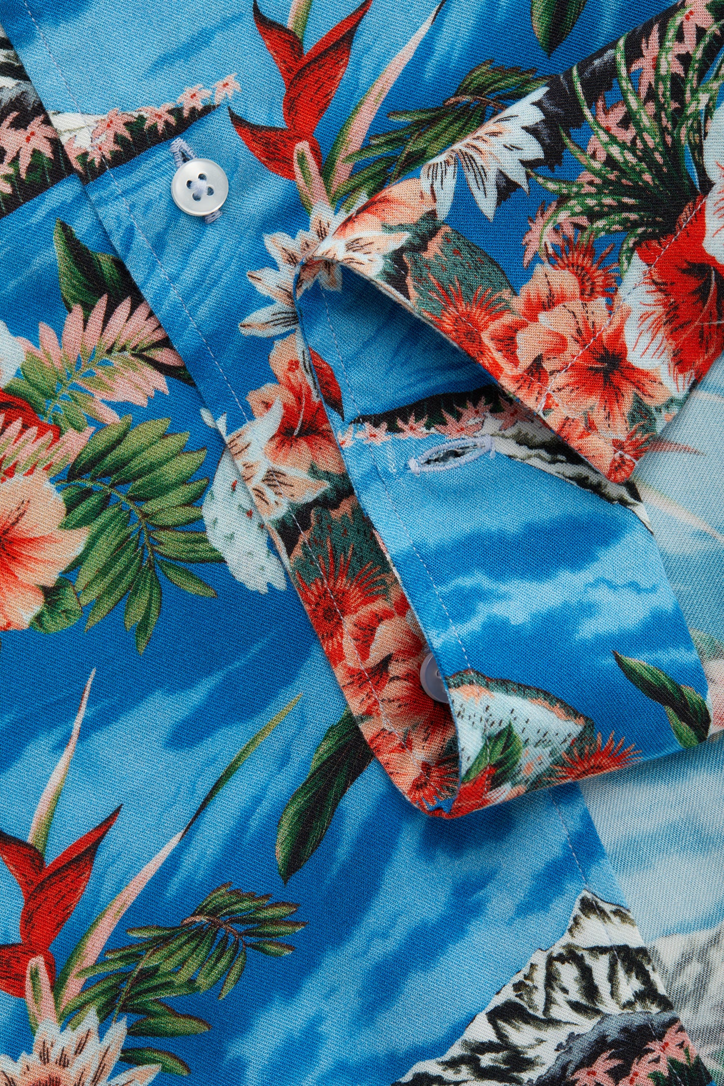 Flowers with Island Short Sleeve Bowling Shirt