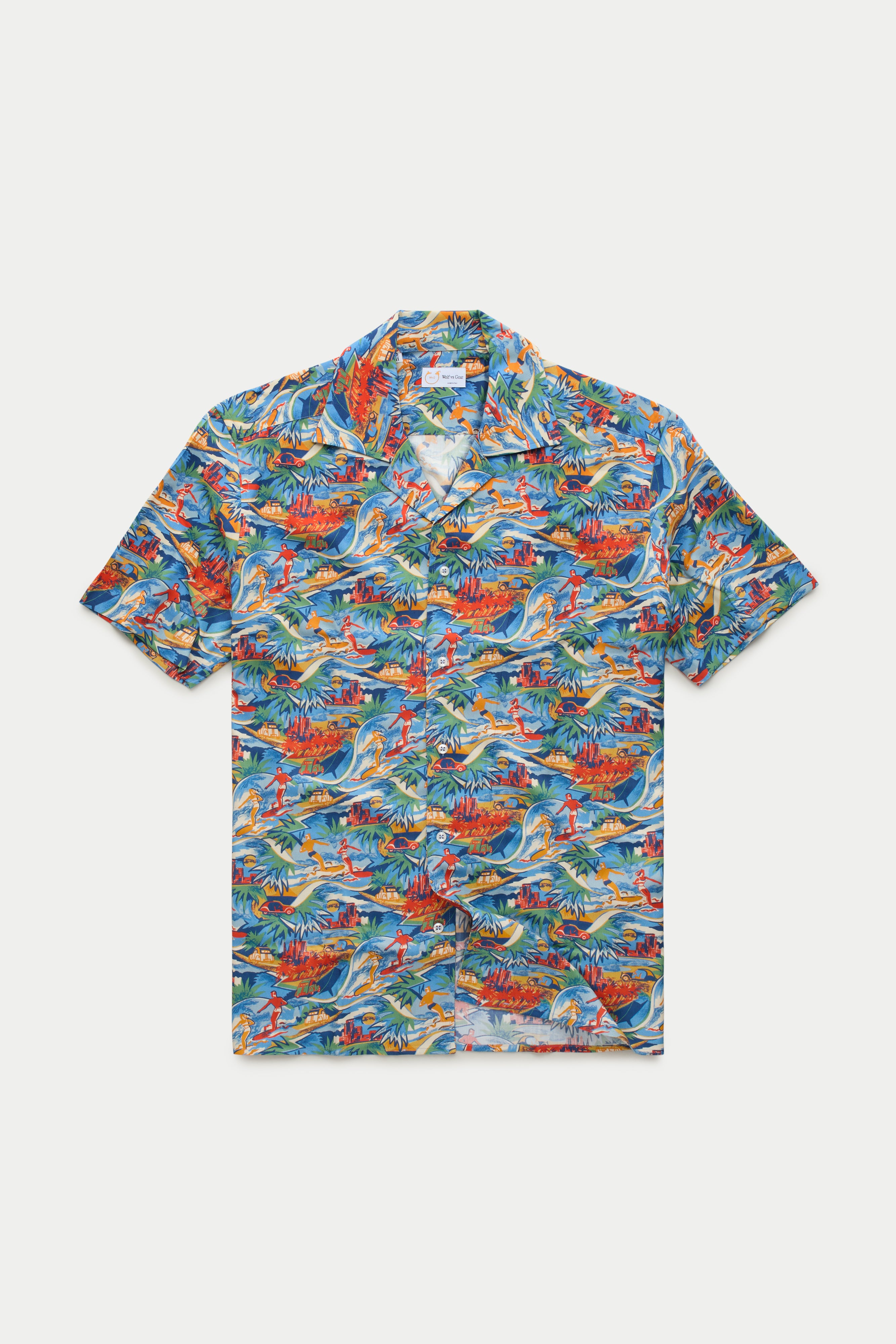 Viscose Bowling Shirt Hawaiian Print – Wolf vs Goat