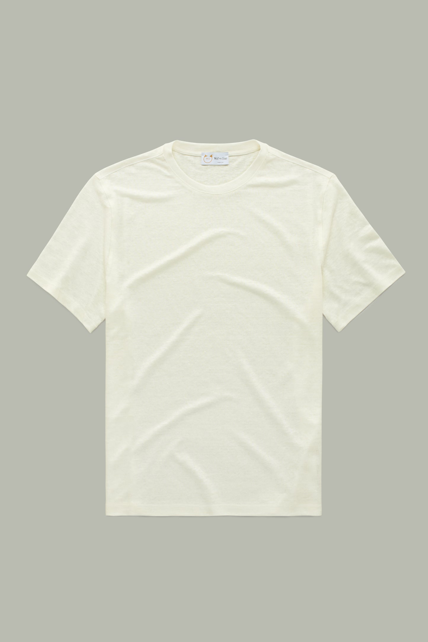 Short Sleeve Linen Crew Neck Tee-Shirt Panna