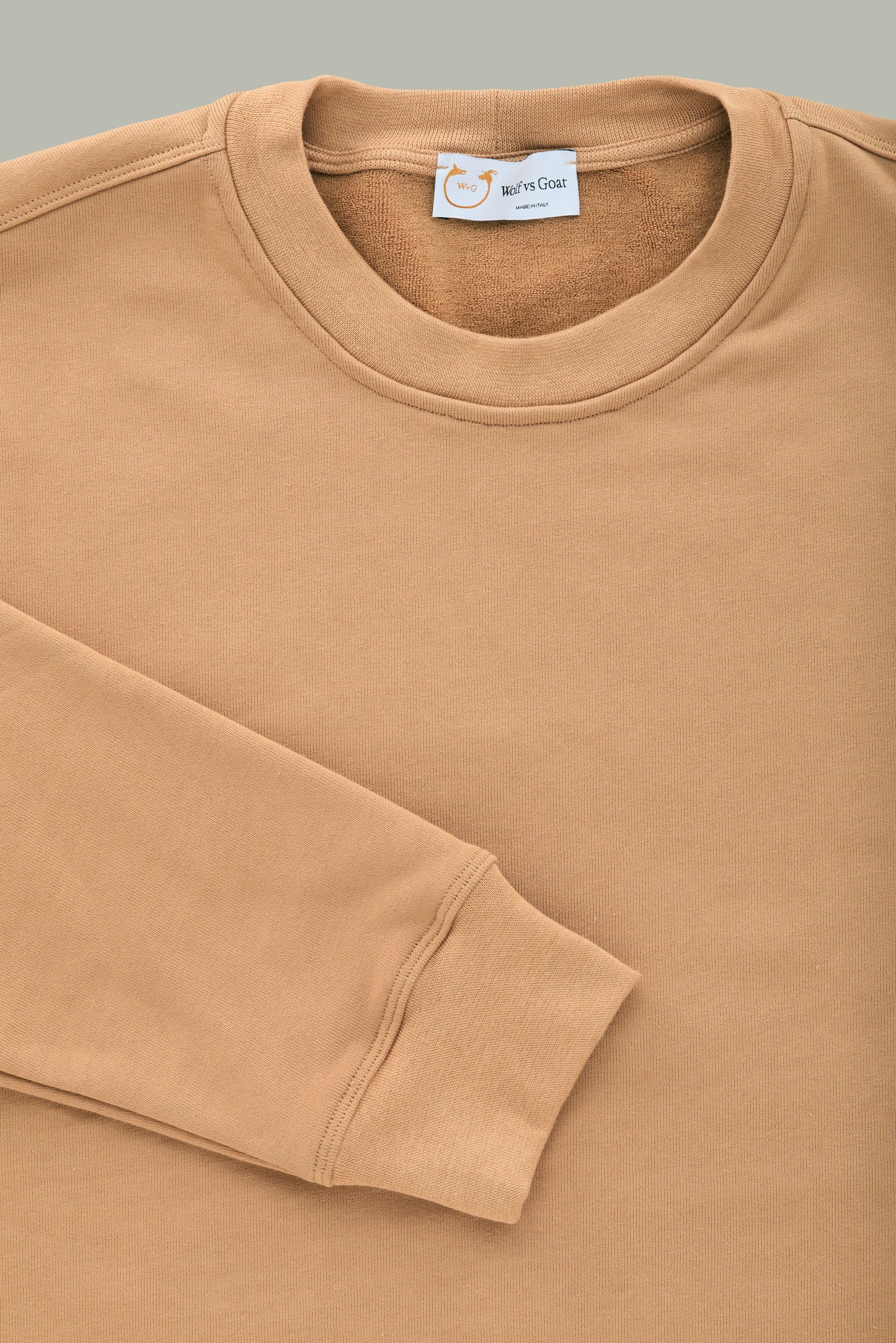 Cotton Cashmere Long Sleeve Crew Neck Sweatshirt Caramel