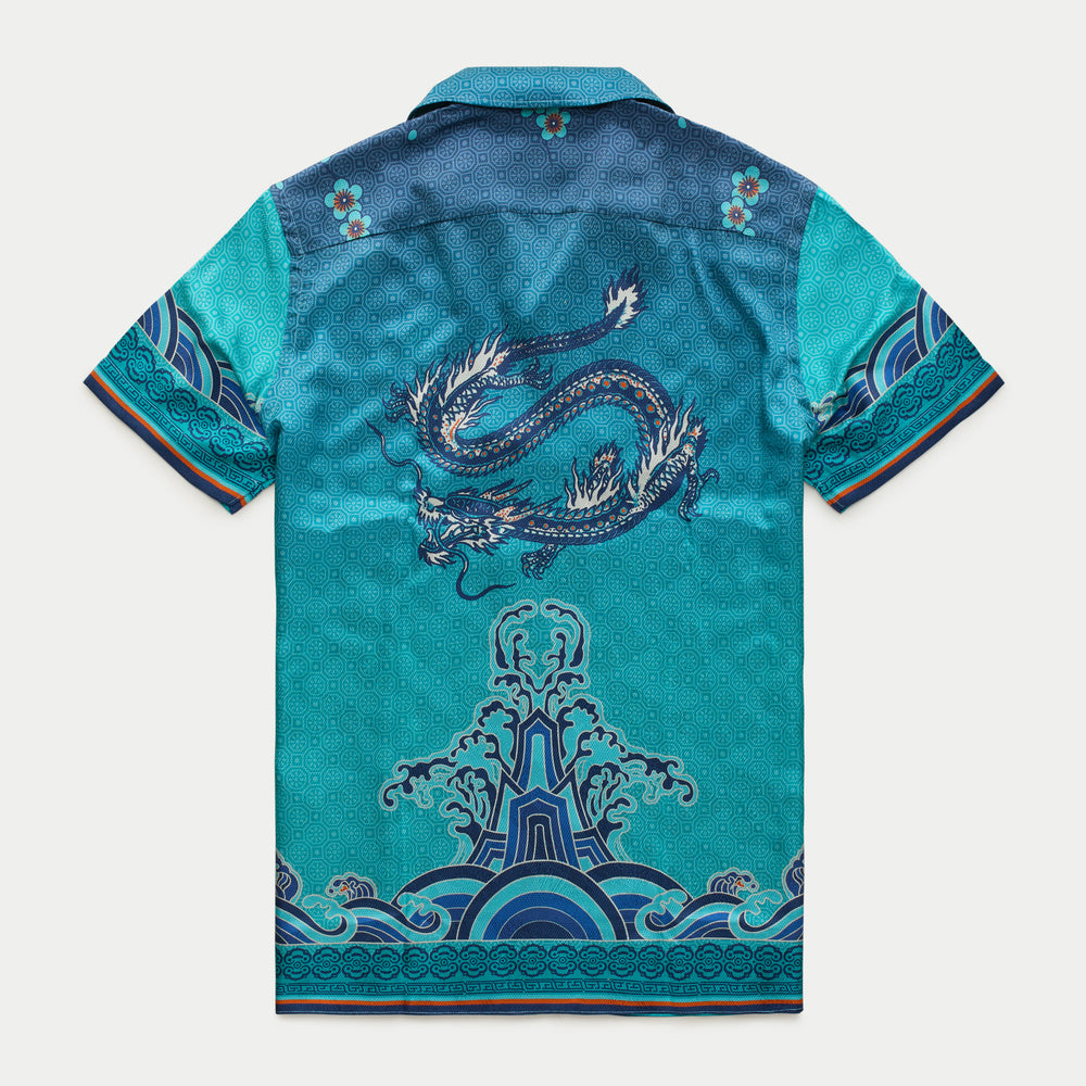 Silk Bowling Shirt Dragon Print