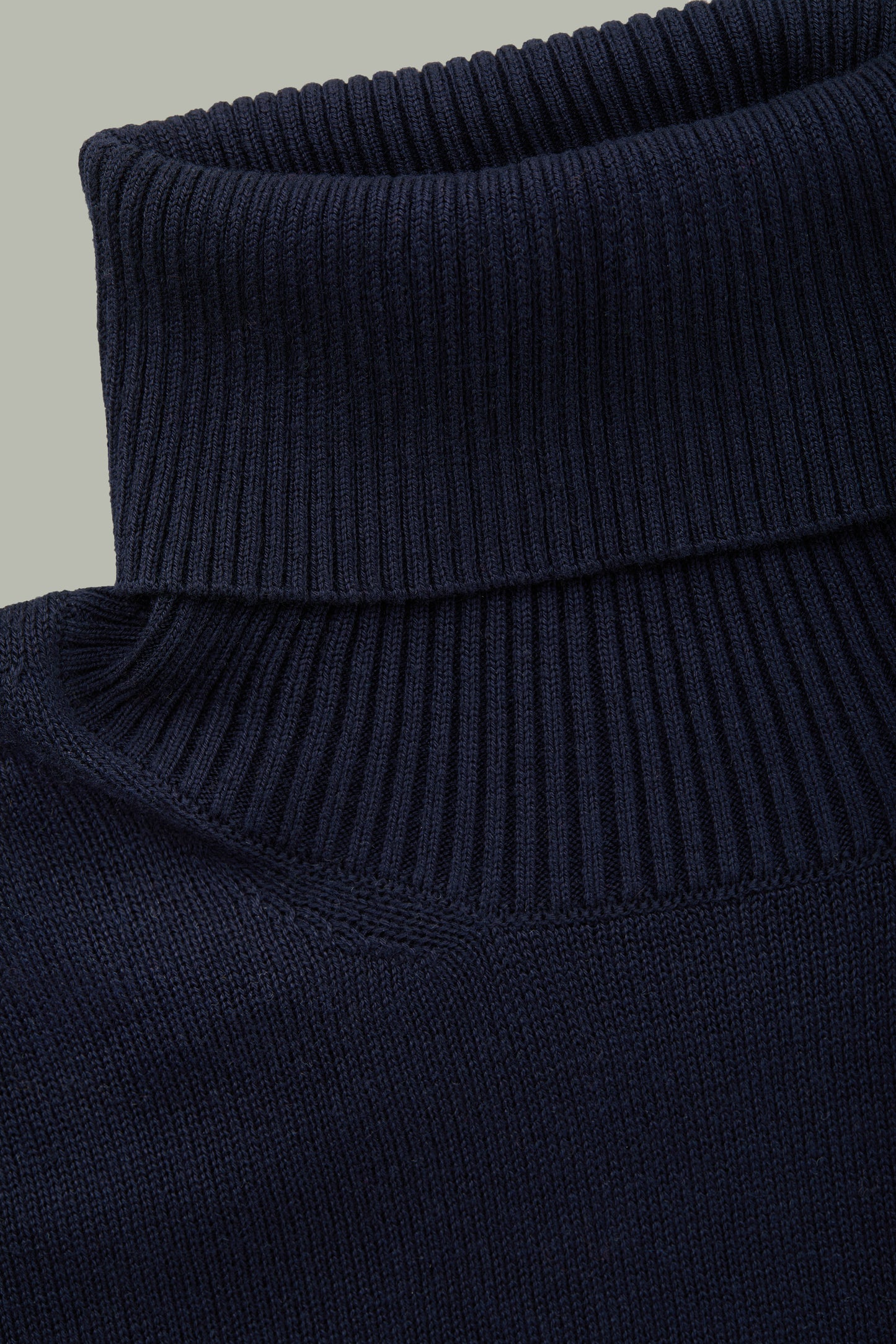 Long Sleeve Turtleneck Bamboo Cotton Cashmere Blend Knitted Sweater Navy