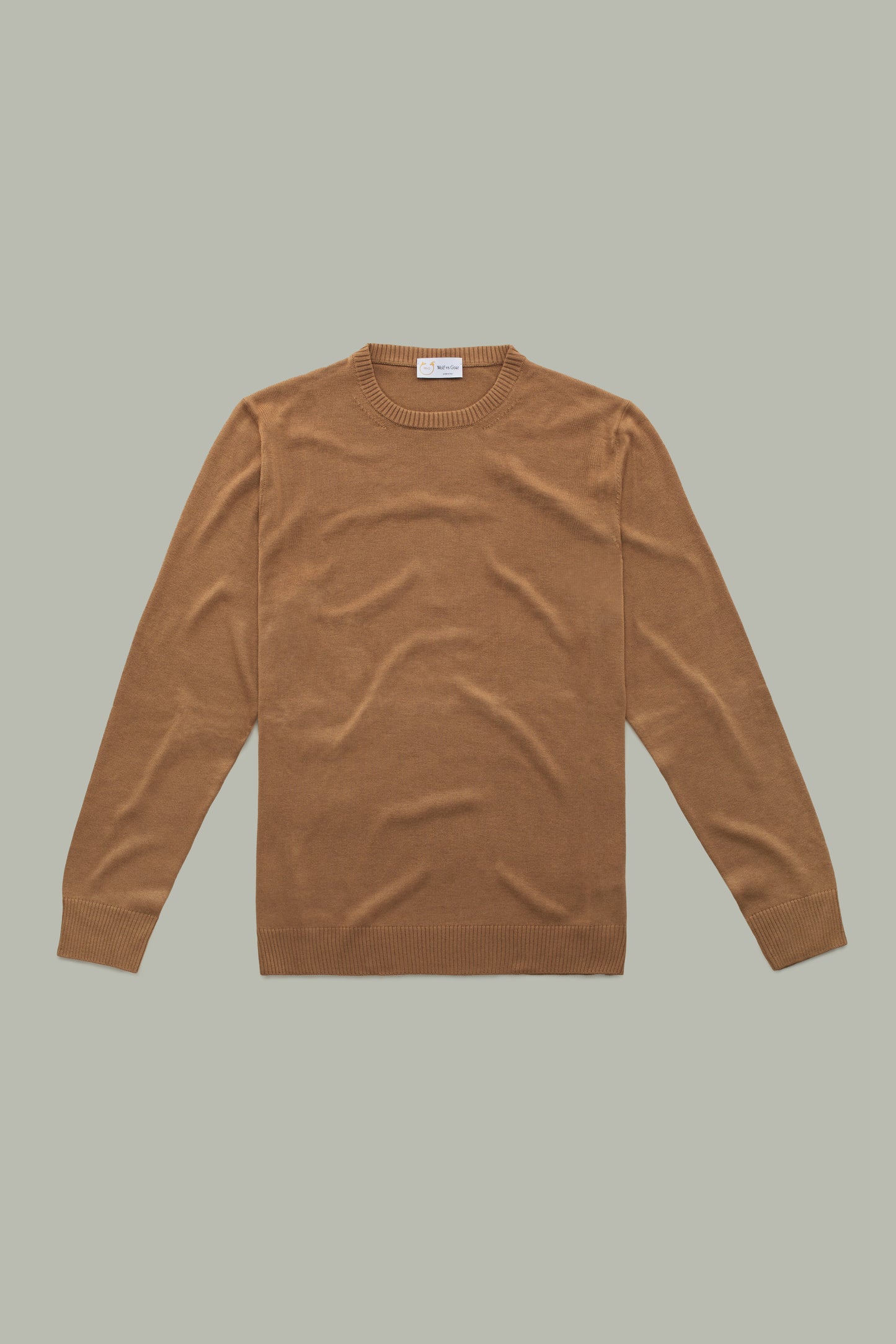 Long Sleeve Crew Neck Bamboo Cashmere Sweater Camel