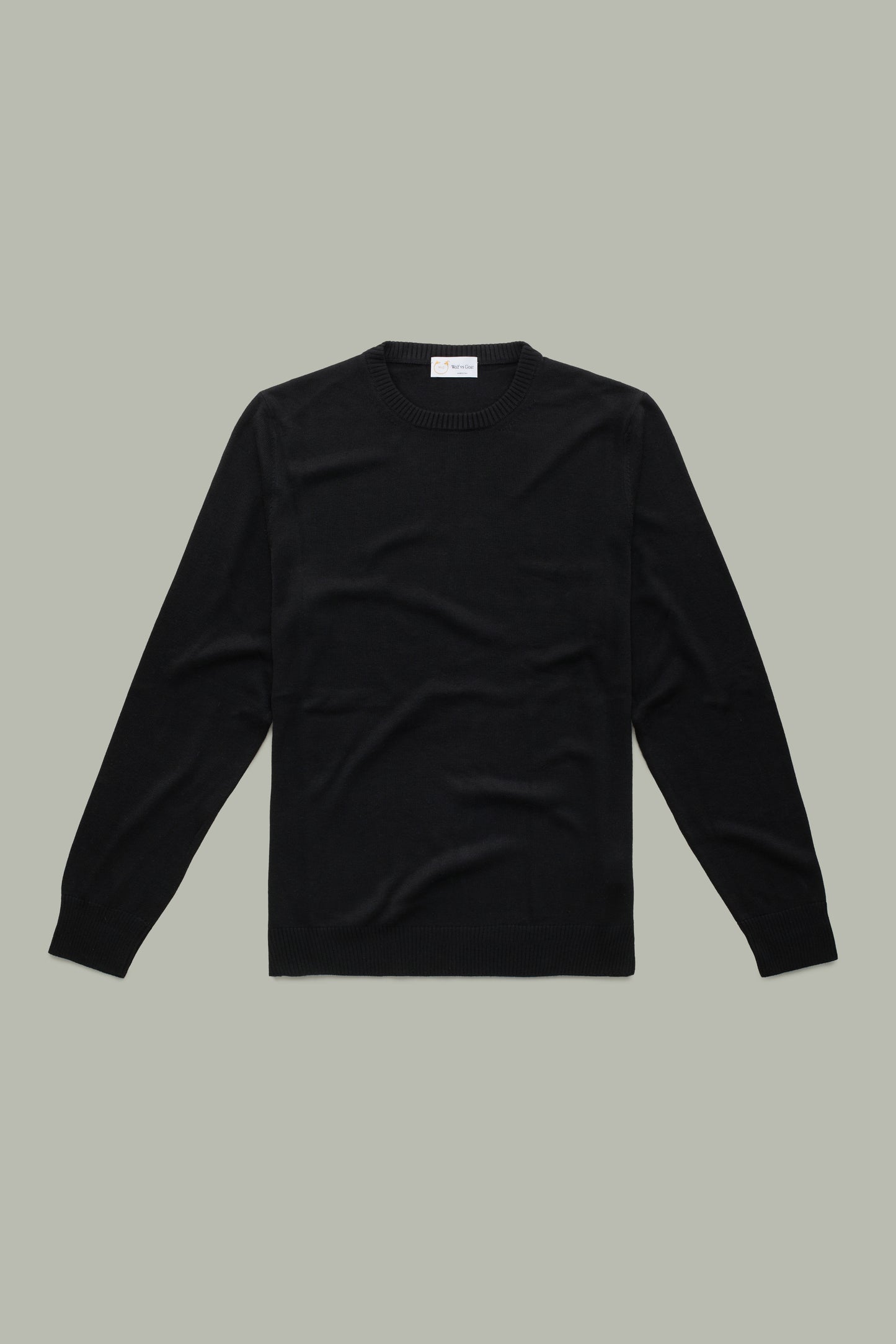 Long Sleeve Crew Neck Bamboo Cashmere Sweater Black