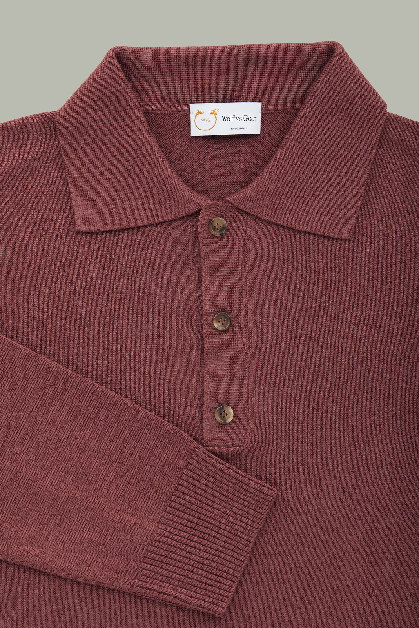 Long Sleeve Bamboo Cashmere Blend Knitted Polo Plum