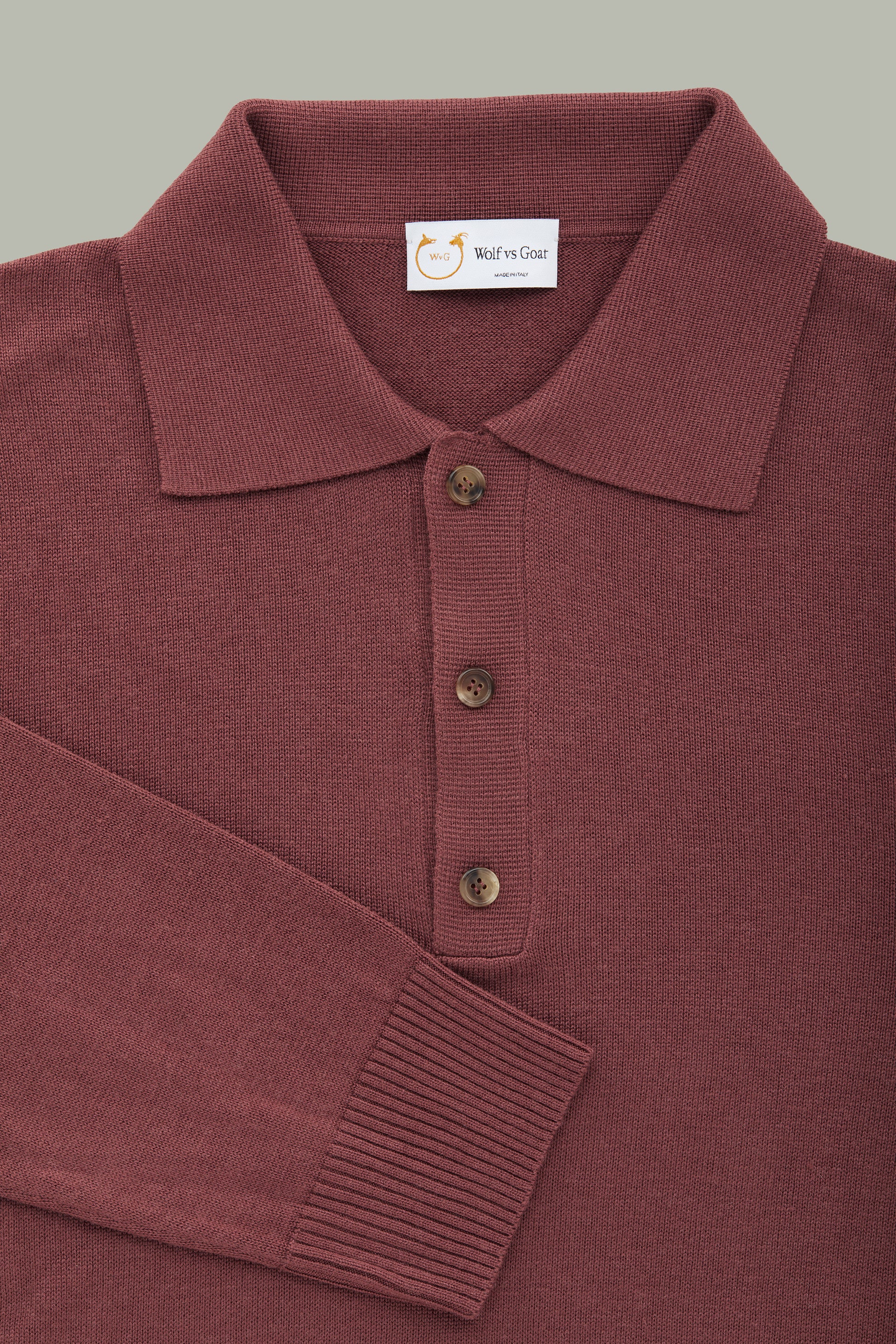 Long Sleeve Bamboo Cashmere Blend Knitted Polo Plum – Wolf vs Goat