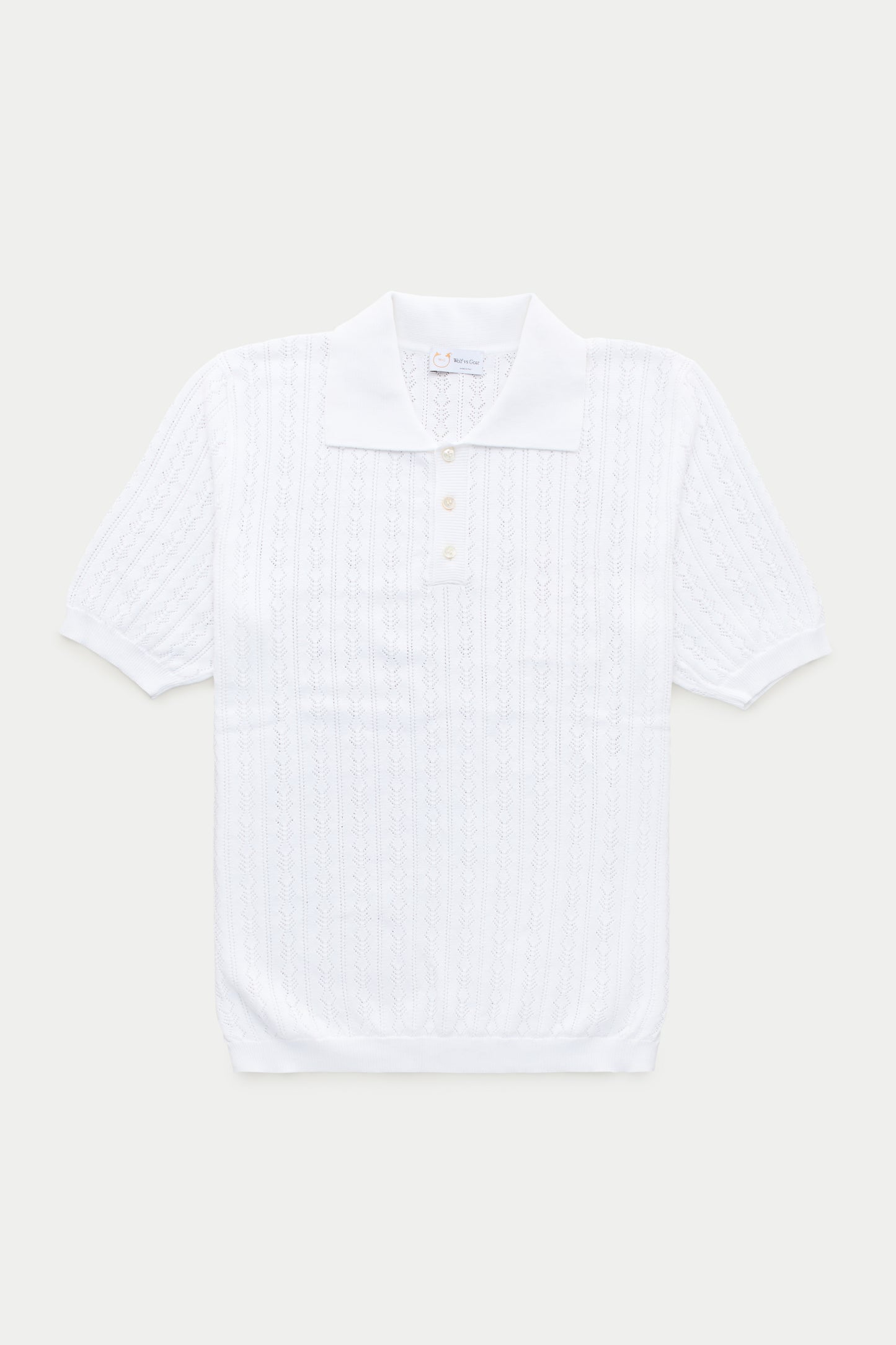 Short Sleeve Cotton Knitted Brera Polo White