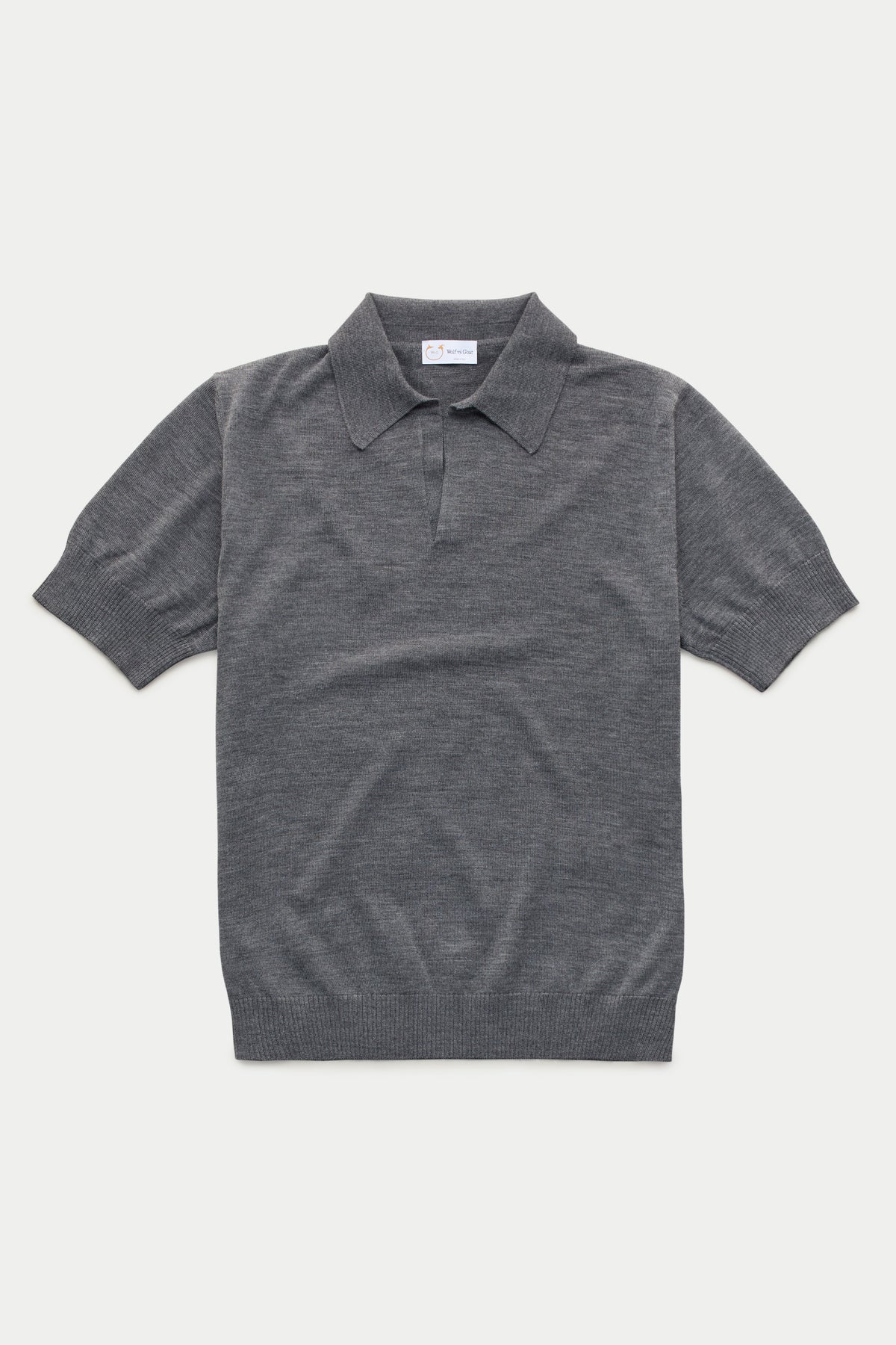Slowool Short Sleeve Johnny Collar Knitted Polo Graphite Melange