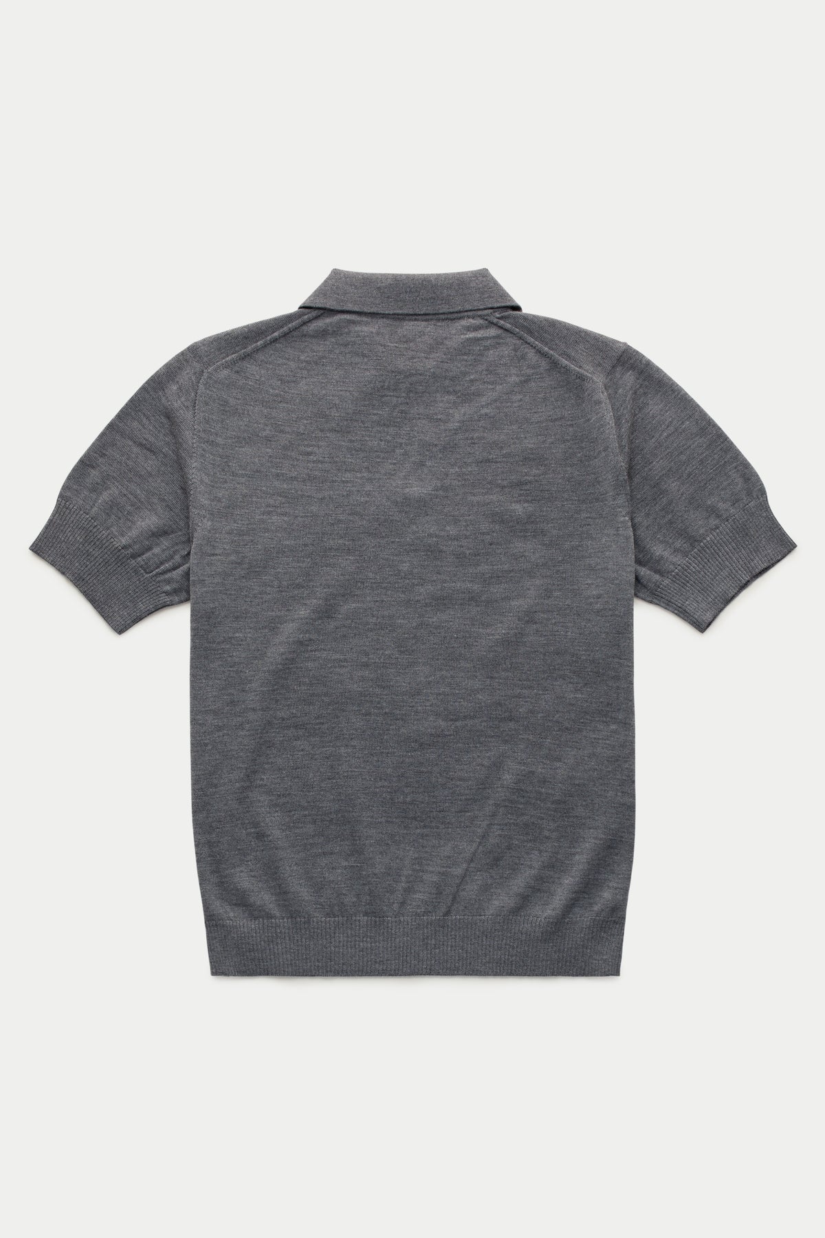 Slowool Short Sleeve Johnny Collar Knitted Polo Graphite Melange