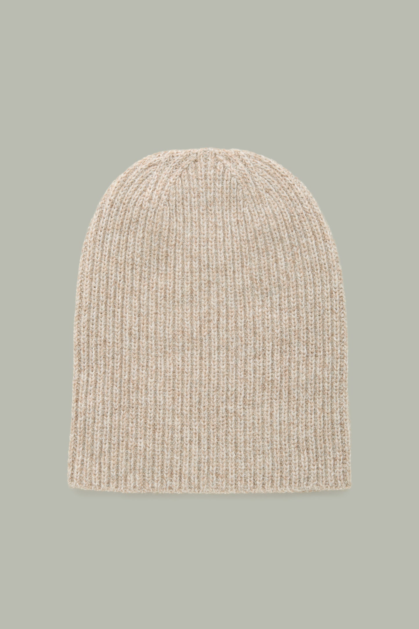 Marled Oatmeal 1/2 Cardigan Stitch Cashmere Beanie