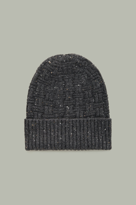 Basketweave Cashmere Marled Dark Gray Donegal