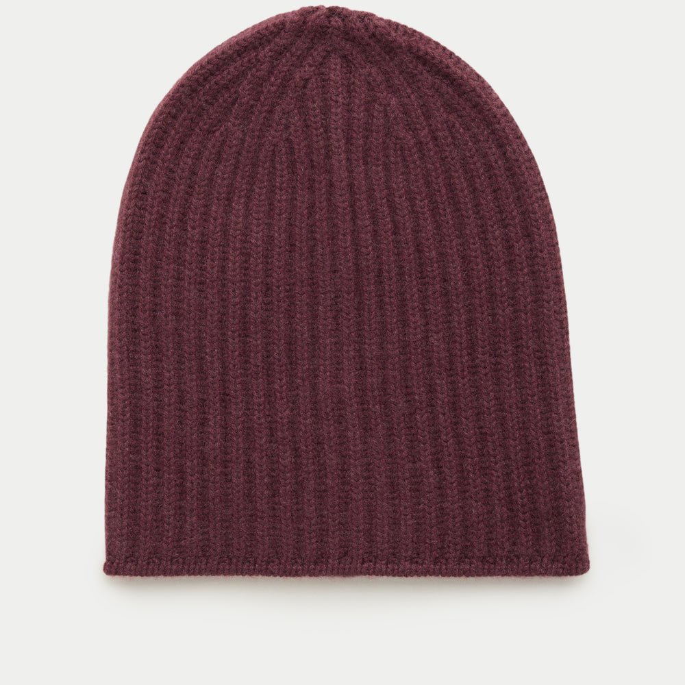 Wide Cuff Cashmere Beanie Amaranto
