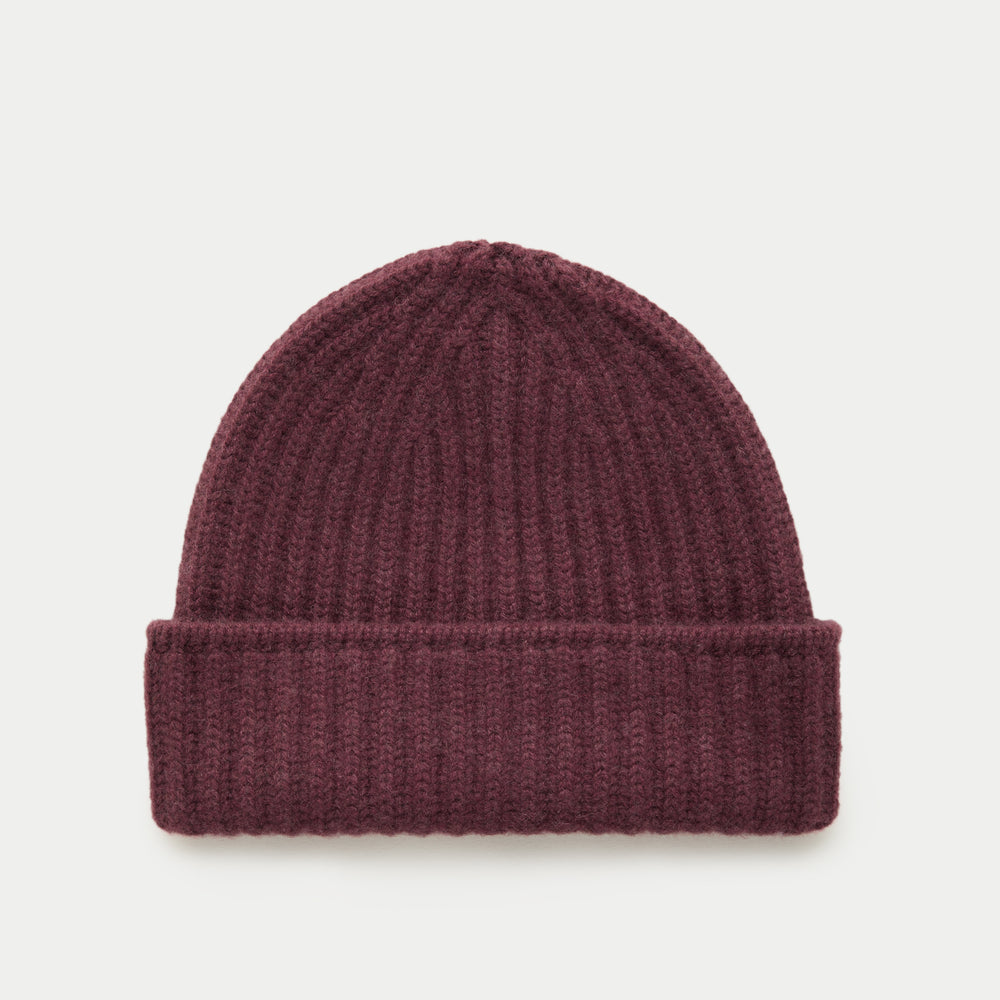 Wide Cuff Cashmere Beanie Amaranto