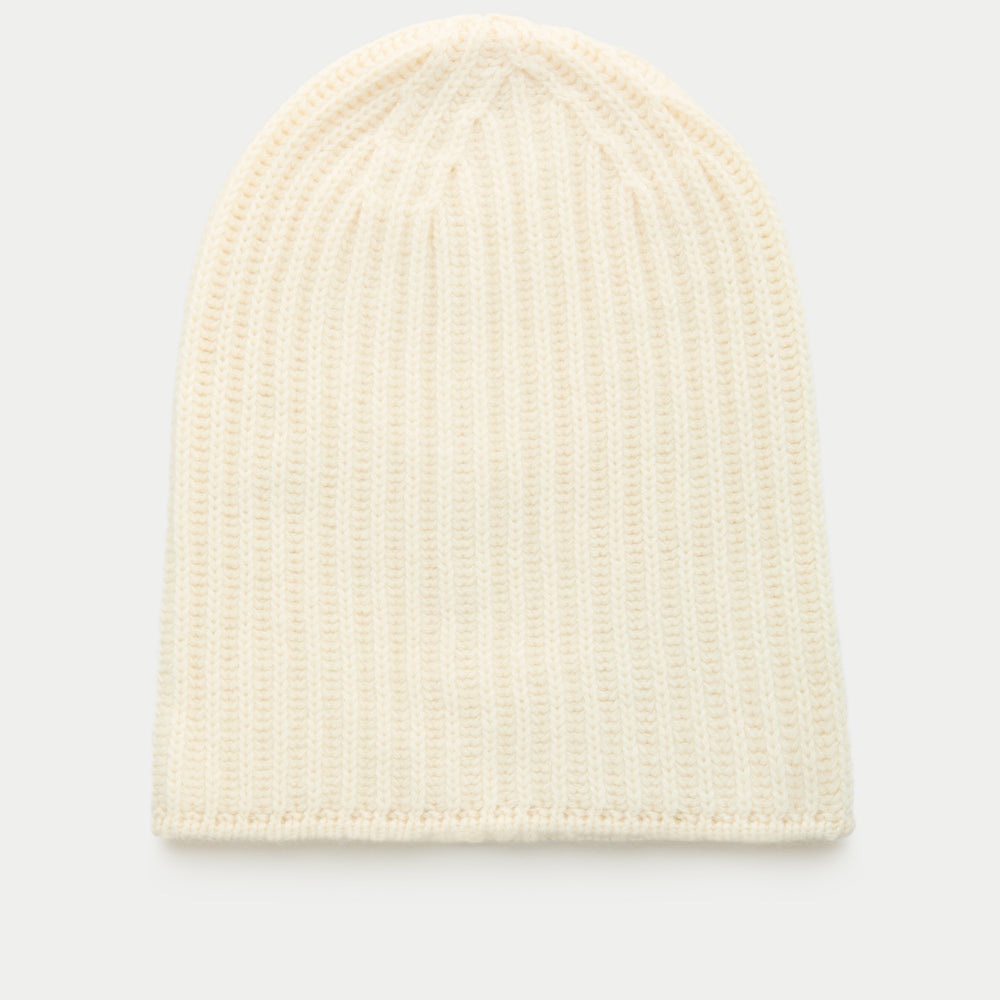 Wide Cuff Cashmere Beanie Antique White
