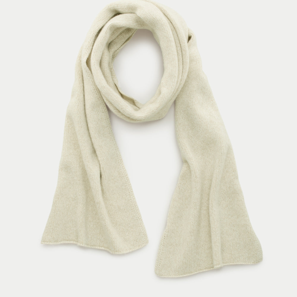 Knitted Maglia Rasata Cashmere Scarf Beige Mouline
