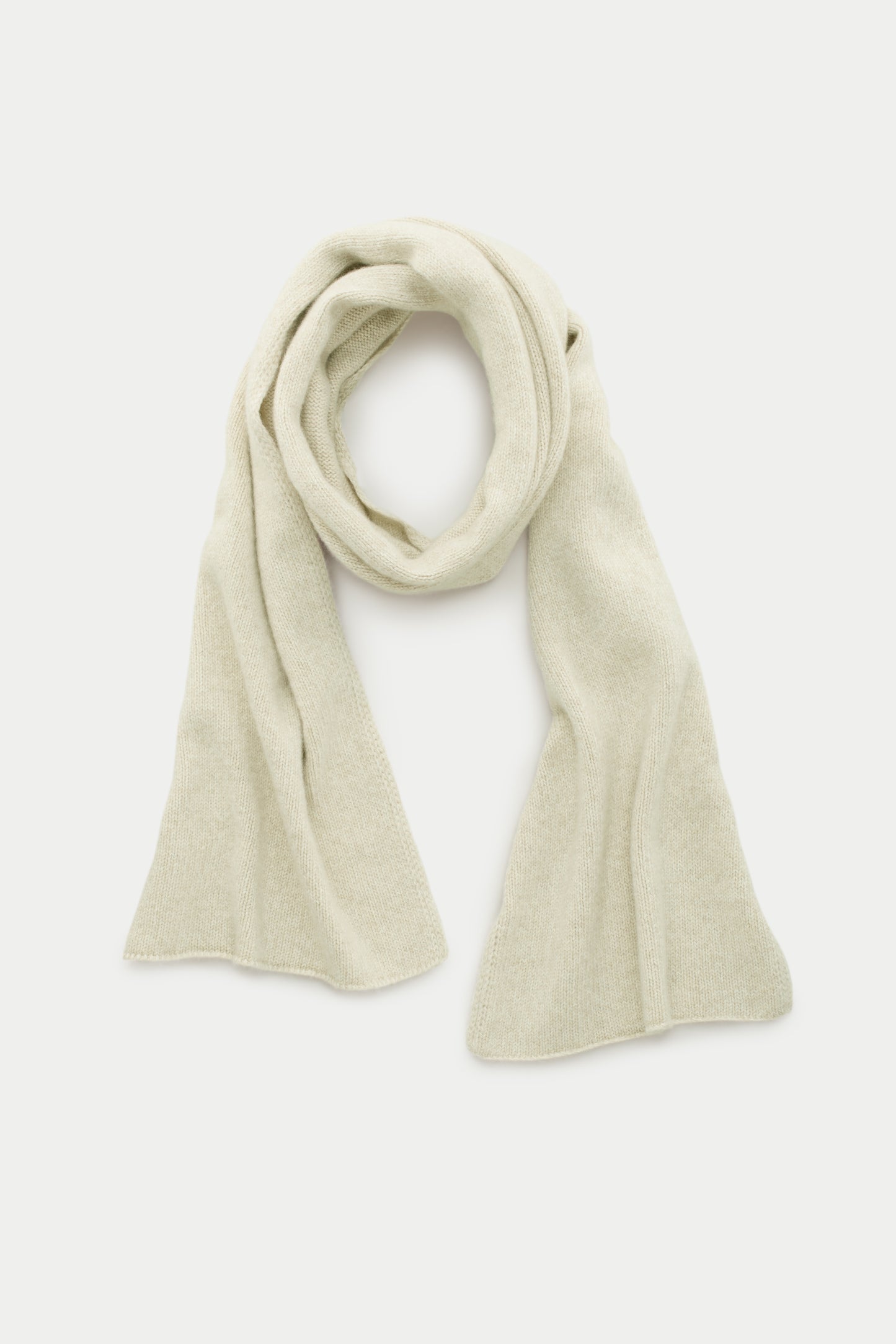 Knitted Maglia Rasata Cashmere Scarf Beige Mouline
