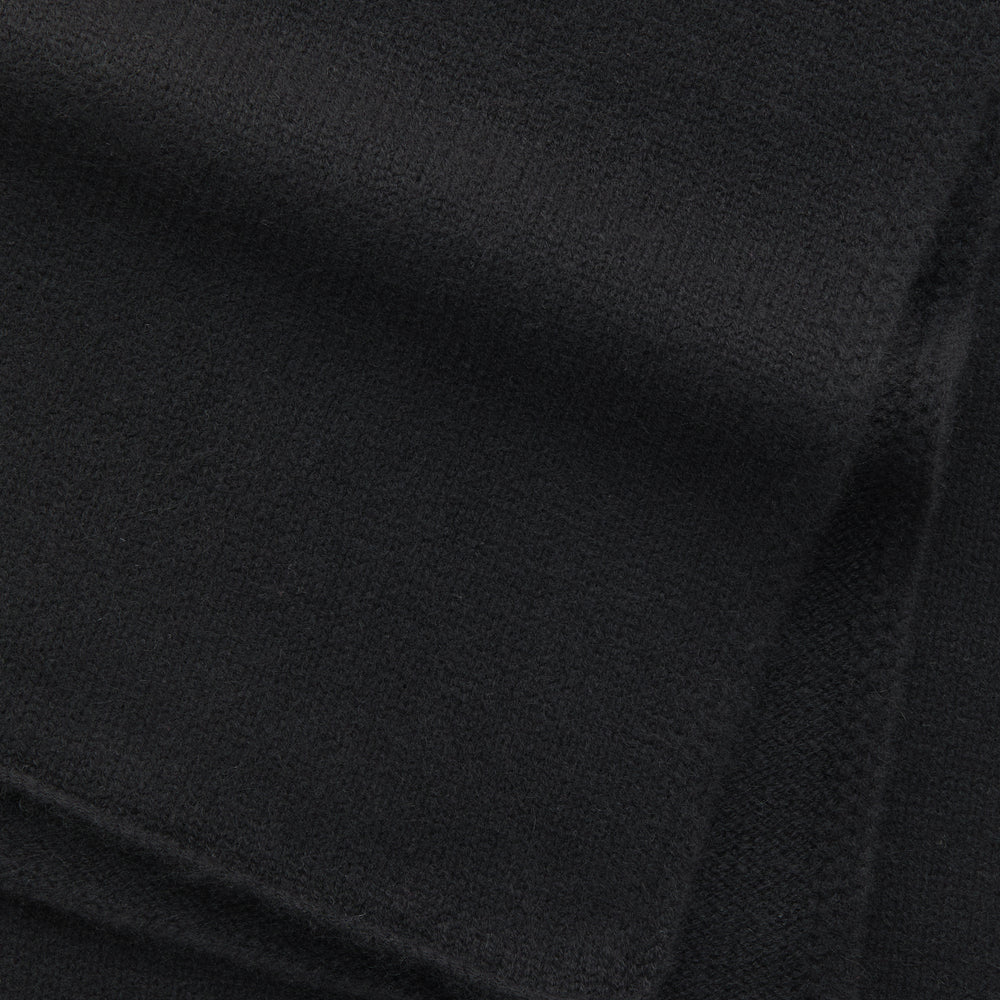 Knitted Maglia Rasata Cashmere Scarf Black