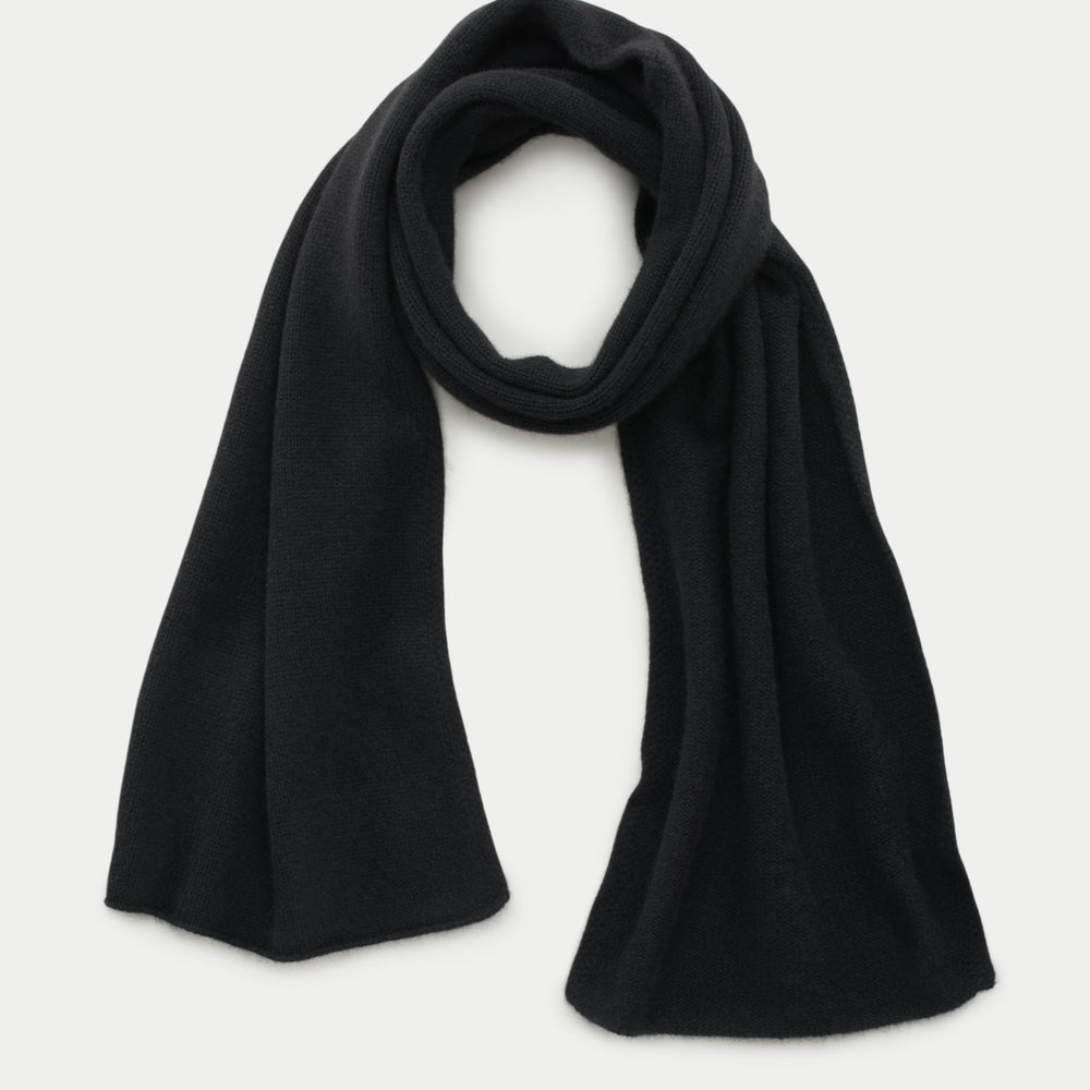 Knitted Maglia Rasata Cashmere Scarf Black