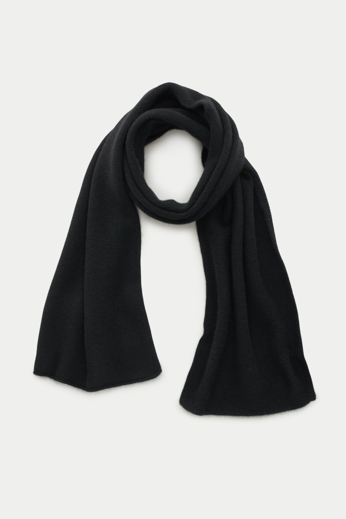 Knitted Maglia Rasata Cashmere Scarf Black