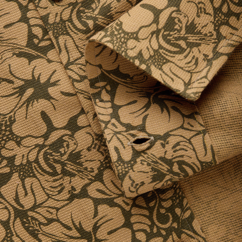 
                  
                    Cotton Wool Bowling Shirt Tan Hibiscus
                  
                