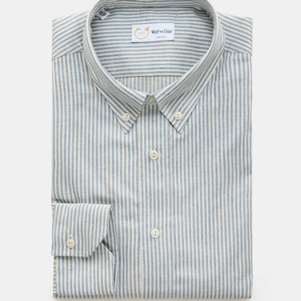 Long Sleeve Slim Before-Dinner Button Down Cotton Shirt Blue Conductor